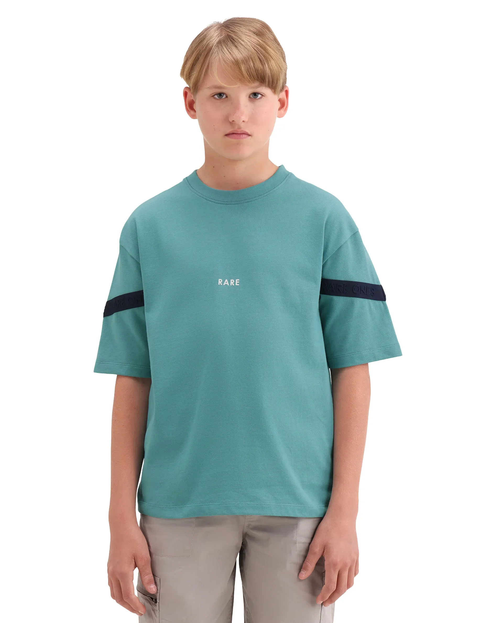 Rare Ones Kids Dream Teal Cotton Fabric Pull-On Closure Badge Applique Oversized Fit T-Shirt - Image 4