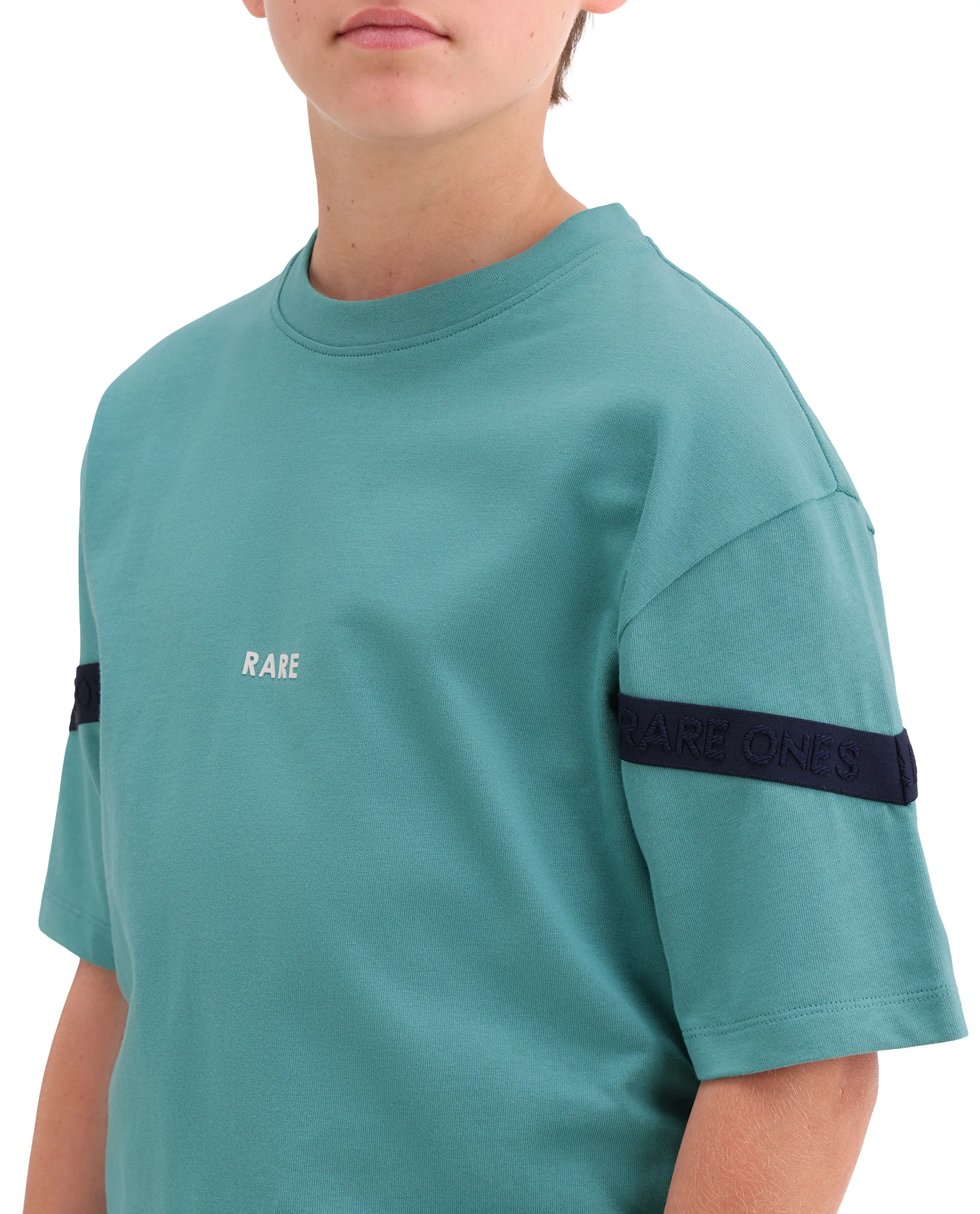 Rare Ones Kids Dream Teal Cotton Fabric Pull-On Closure Badge Applique Oversized Fit T-Shirt - Image 5