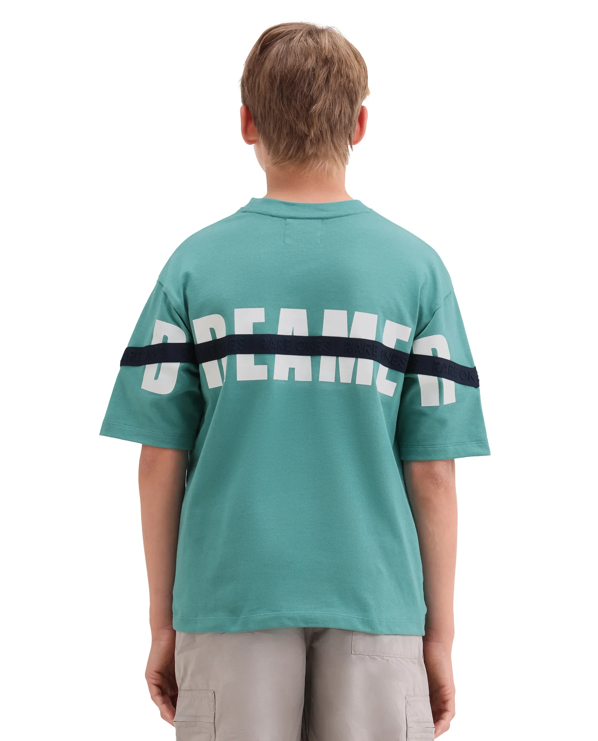 Rare Ones Kids Dream Teal Cotton Fabric Pull-On Closure Badge Applique Oversized Fit T-Shirt - Image 9