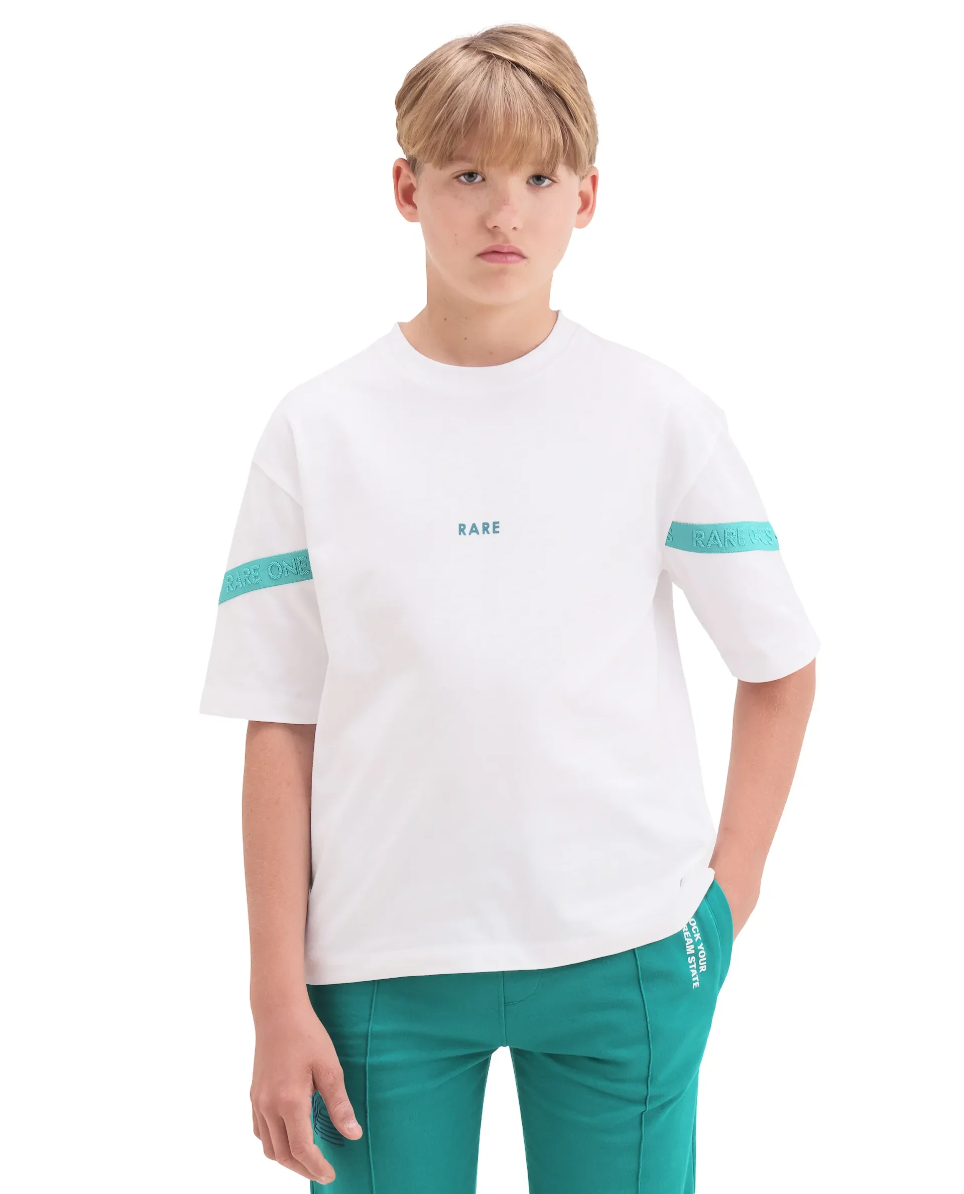 Rare Ones Kids Dream White Cotton Fabric Pull-On Closure Badge Applique Oversized Fit T-Shirt - Image 3