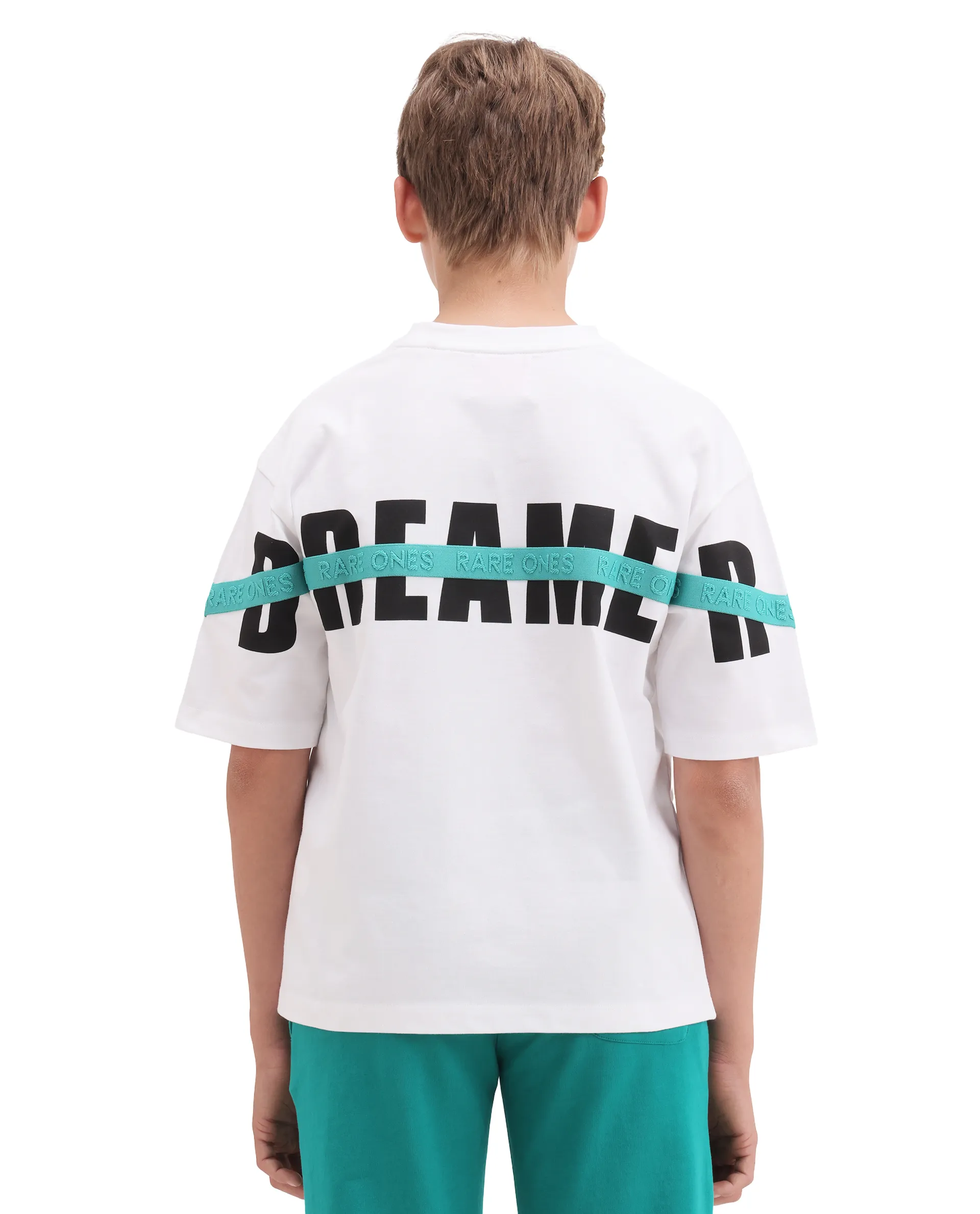 Rare Ones Kids Dream White Cotton Fabric Pull-On Closure Badge Applique Oversized Fit T-Shirt - Image 8