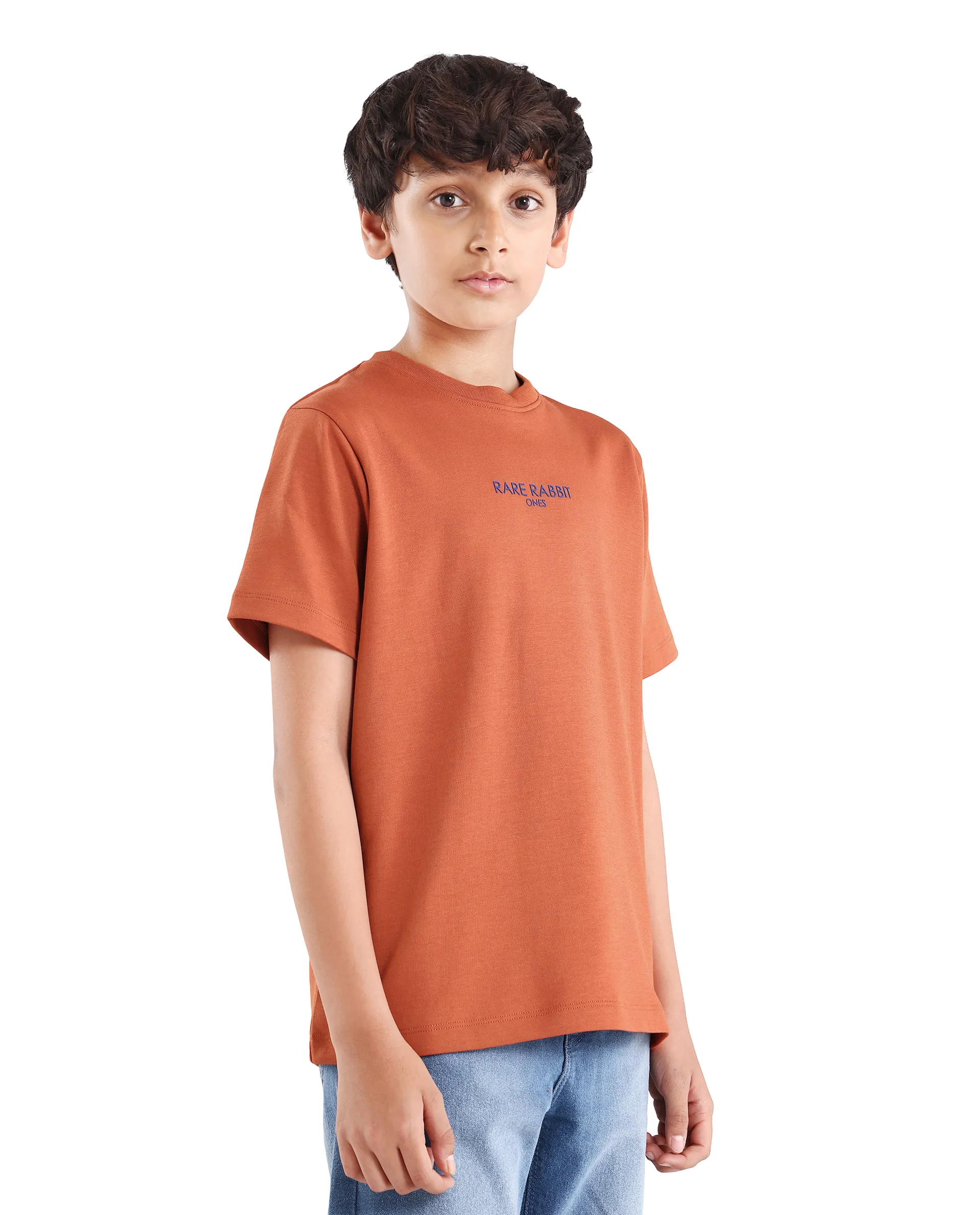 Rare Ones Kids Feg-26 Rust Cotton Blend Pull-On Closure Flock Regular Fit T-Shirt - Image 6