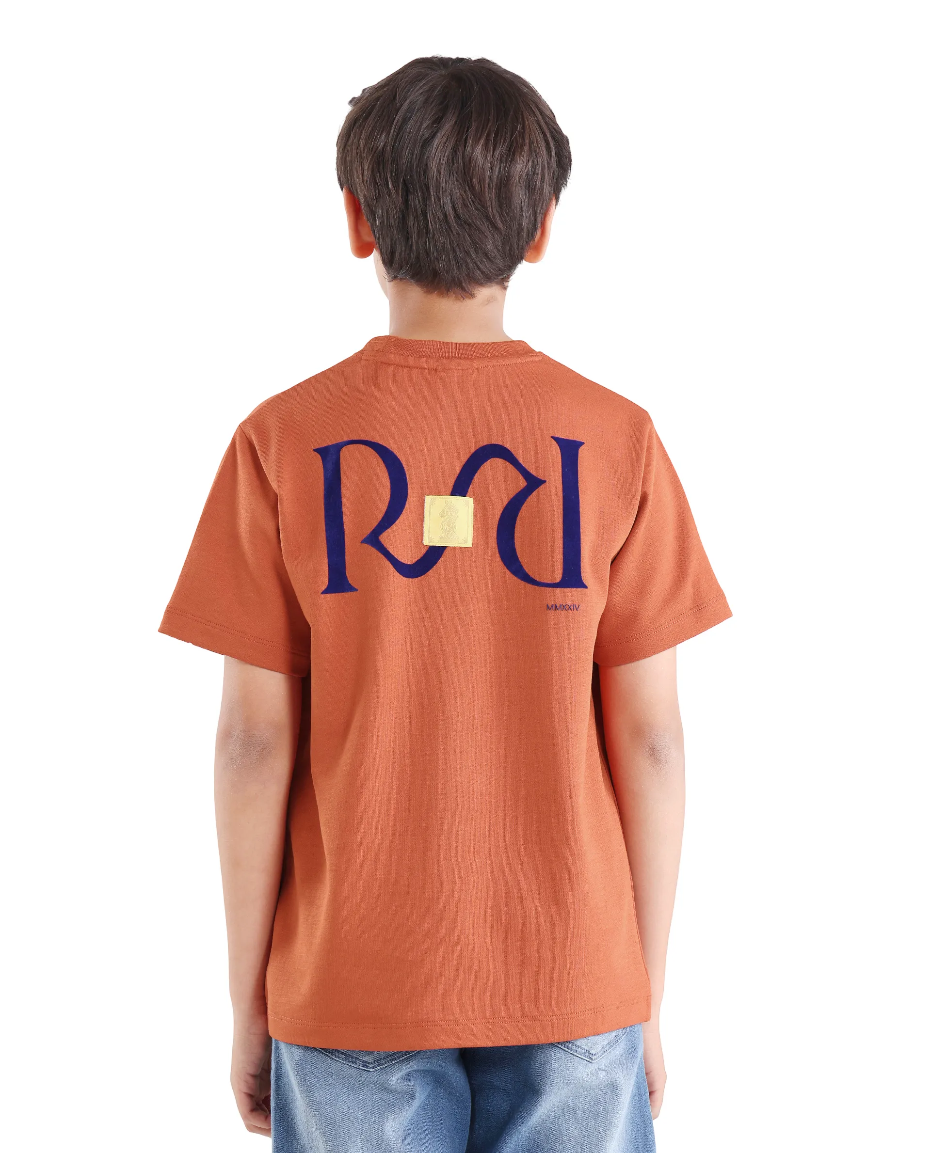 Rare Ones Kids Feg-26 Rust Cotton Blend Pull-On Closure Flock Regular Fit T-Shirt - Image 7
