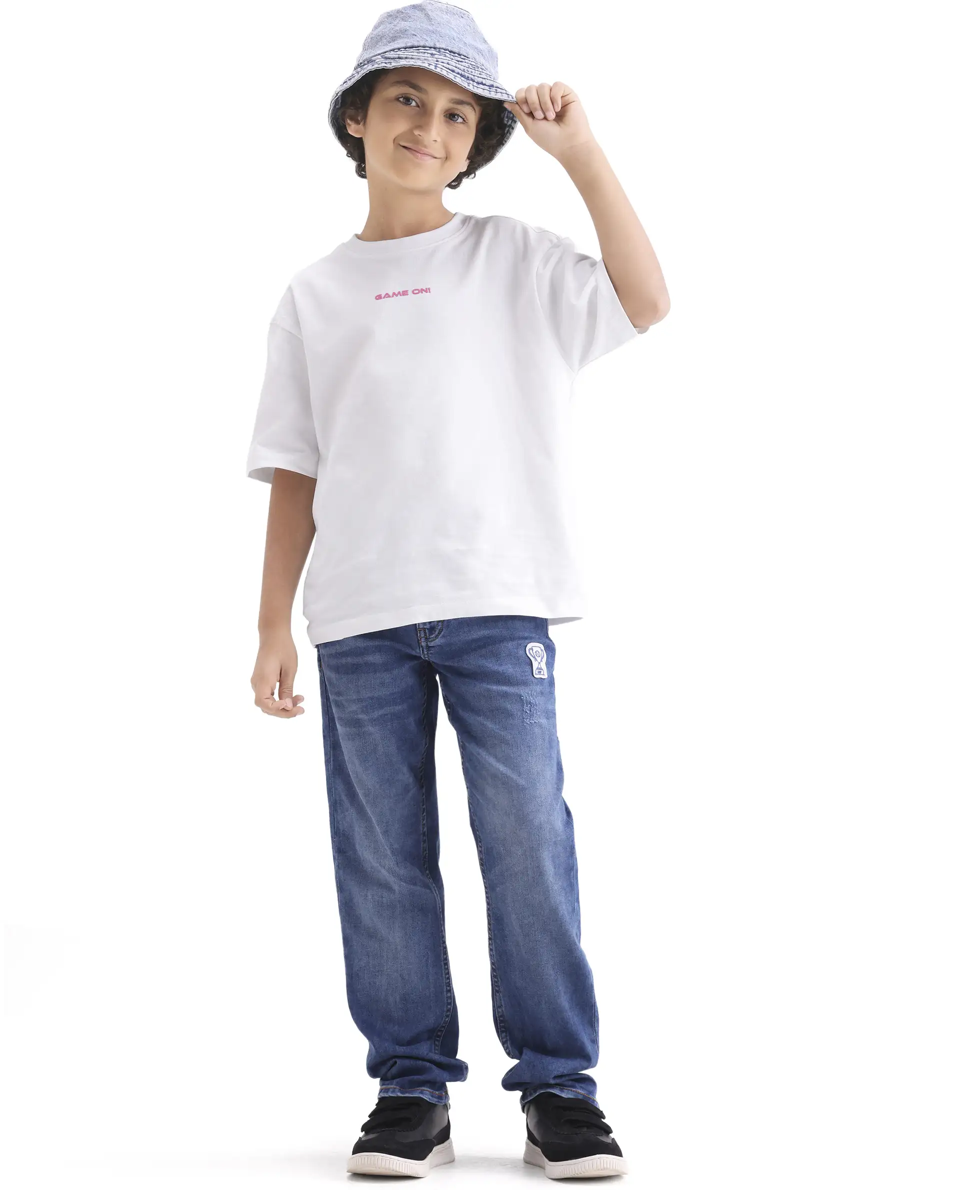 Rare Ones Kids Gamo-26 White Cotton Pull-On Closure Puff Print Boxy Fit T-Shirt - Image 2