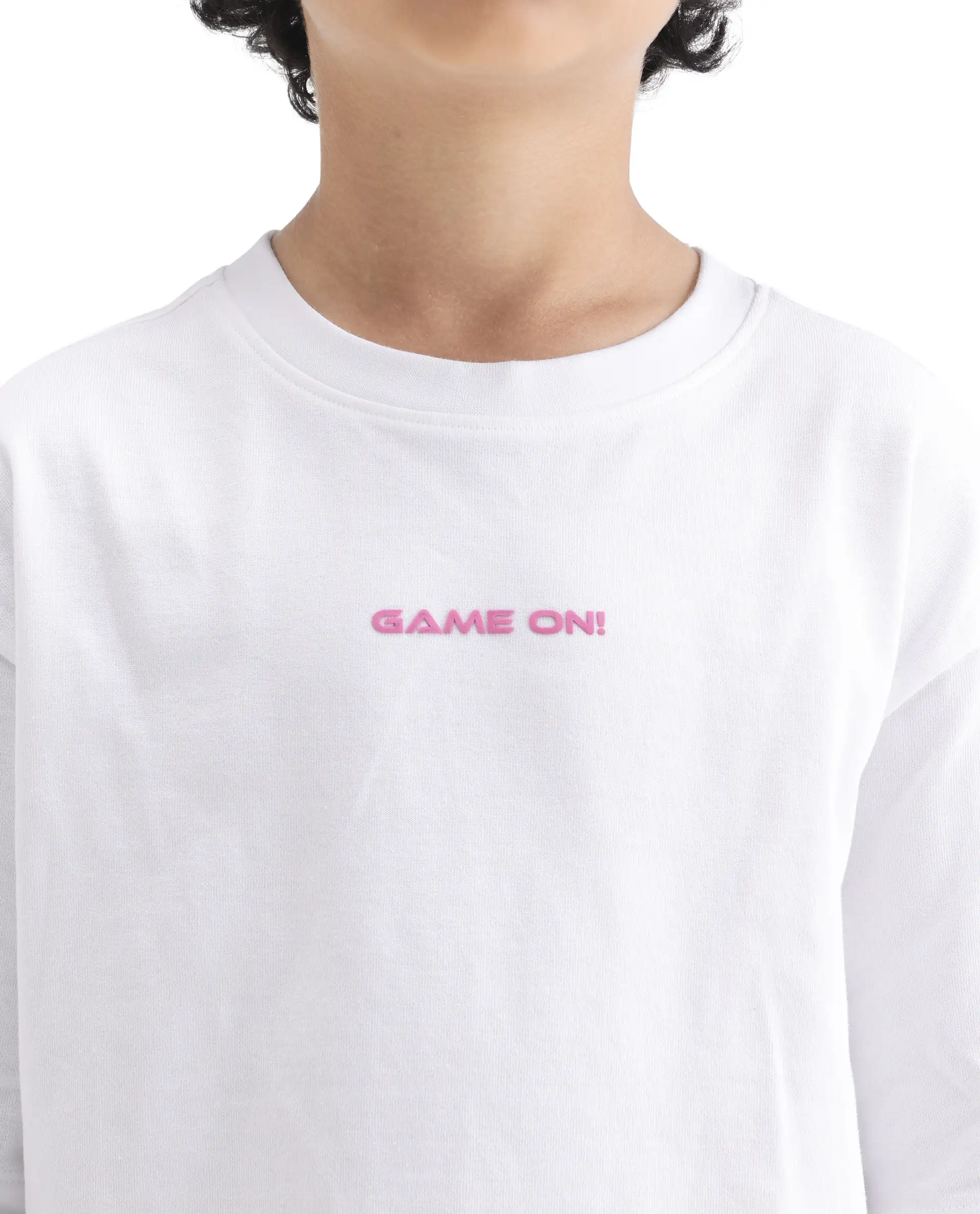 Rare Ones Kids Gamo-26 White Cotton Pull-On Closure Puff Print Boxy Fit T-Shirt - Image 3