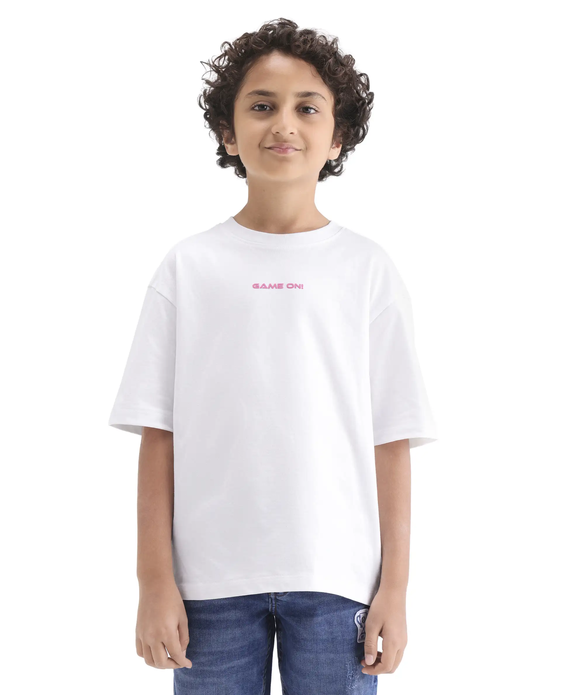 Rare Ones Kids Gamo-26 White Cotton Pull-On Closure Puff Print Boxy Fit T-Shirt - Image 4