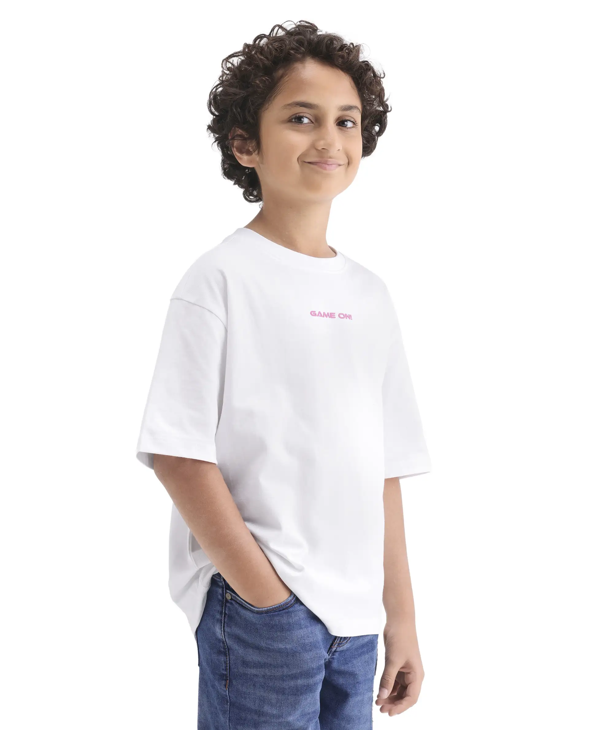 Rare Ones Kids Gamo-26 White Cotton Pull-On Closure Puff Print Boxy Fit T-Shirt - Image 5