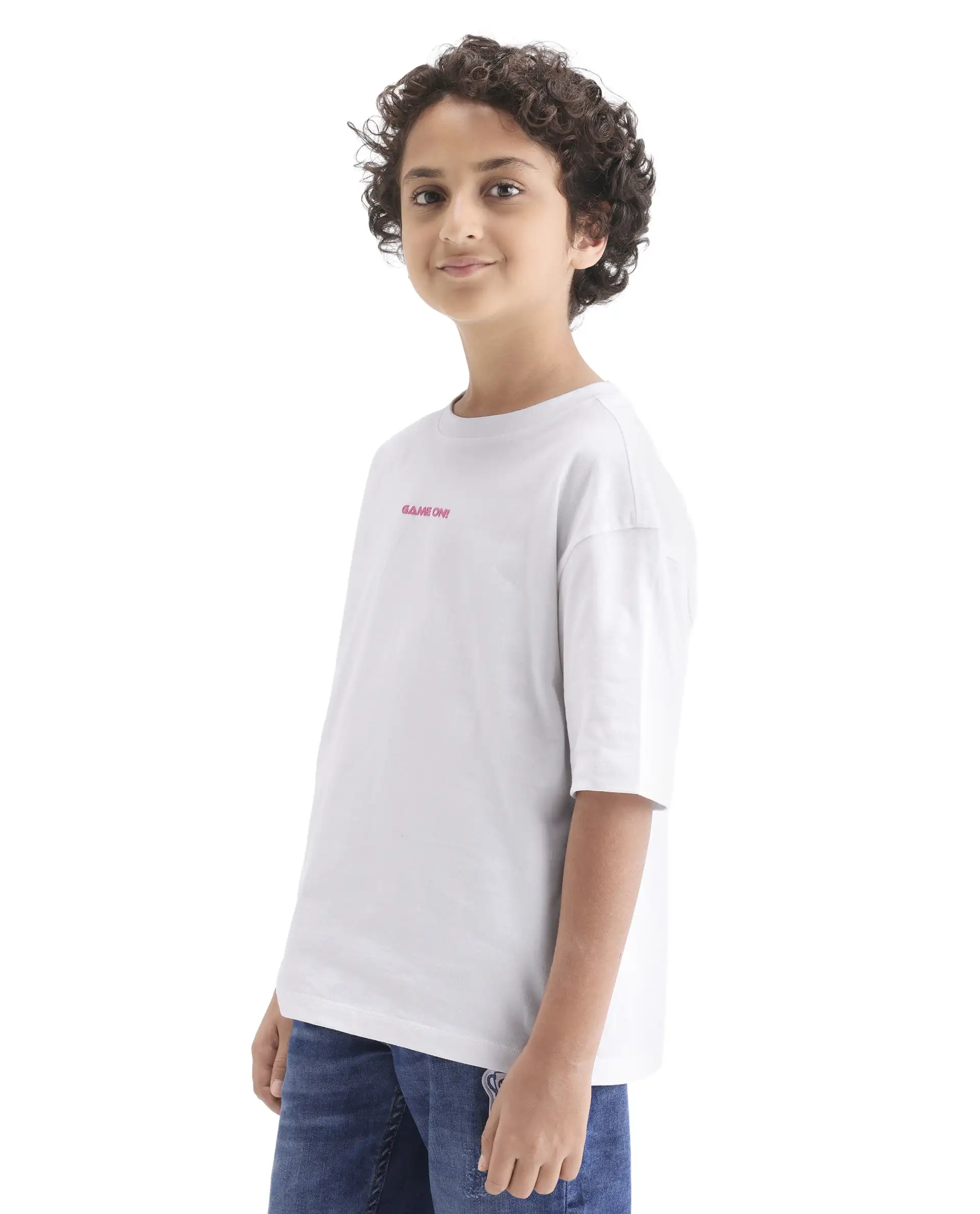 Rare Ones Kids Gamo-26 White Cotton Pull-On Closure Puff Print Boxy Fit T-Shirt - Image 6