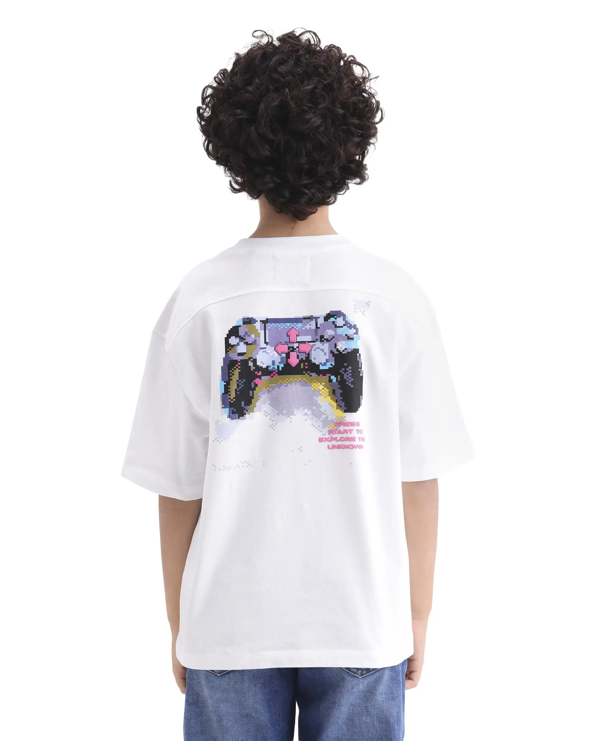 Rare Ones Kids Gamo-26 White Cotton Pull-On Closure Puff Print Boxy Fit T-Shirt - Image 7