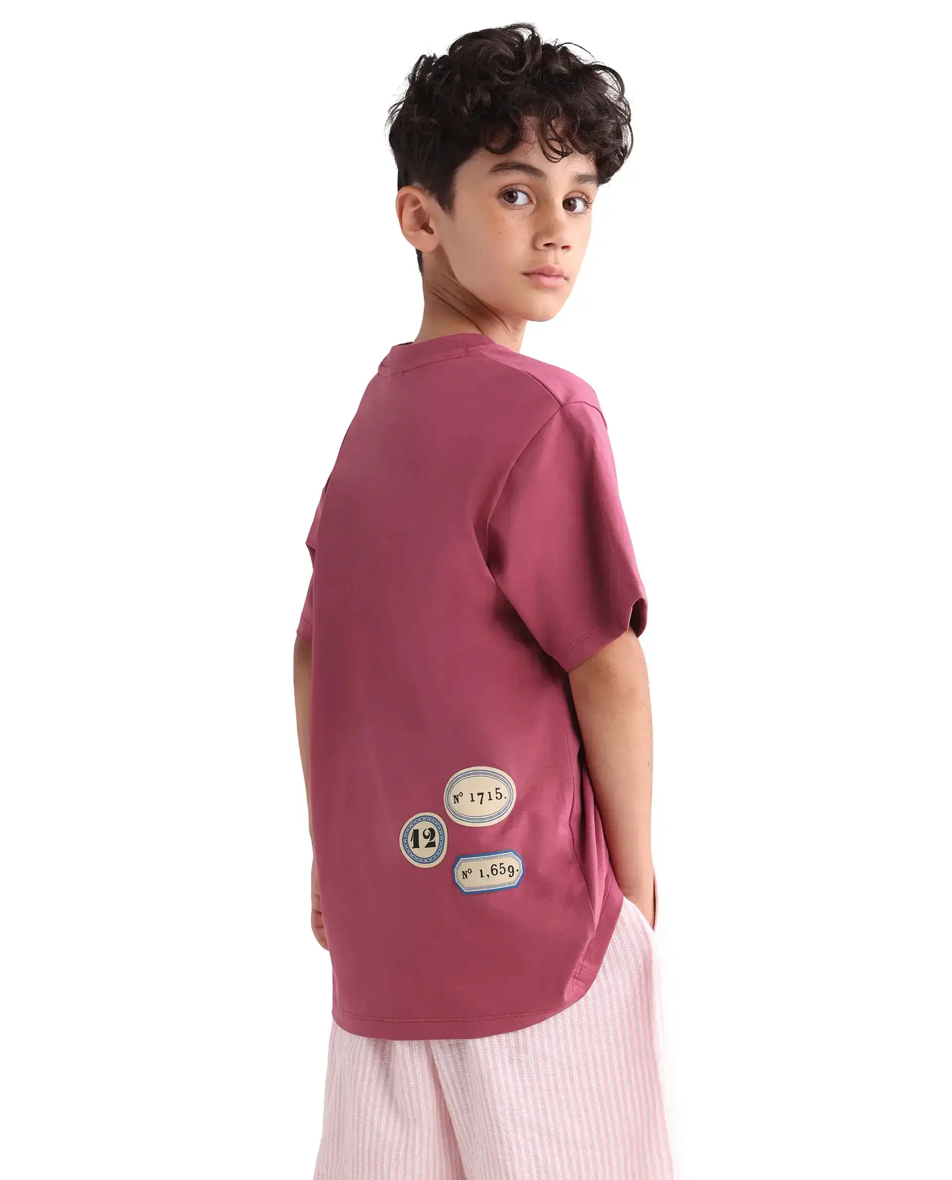 Rare Ones Kids Hirm-K Dark Pink Cotton Blend Fabric Pull-On Closure Regular Fit T-Shirt