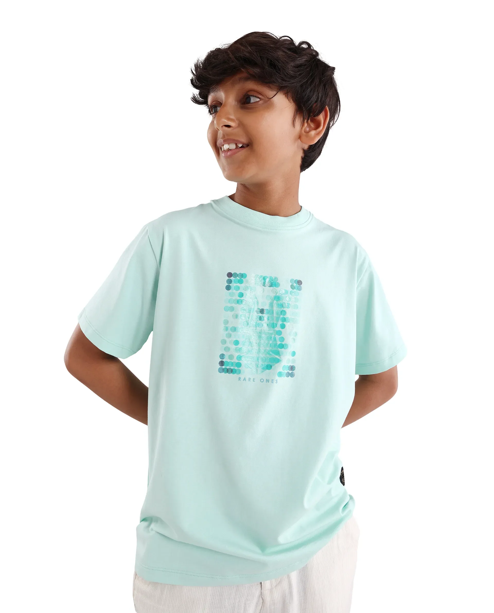 Rare Ones Kids Icy-K Pastel Blue Cotton Blend Pull-On Closure Hd Print Regular Fit T-Shirt
