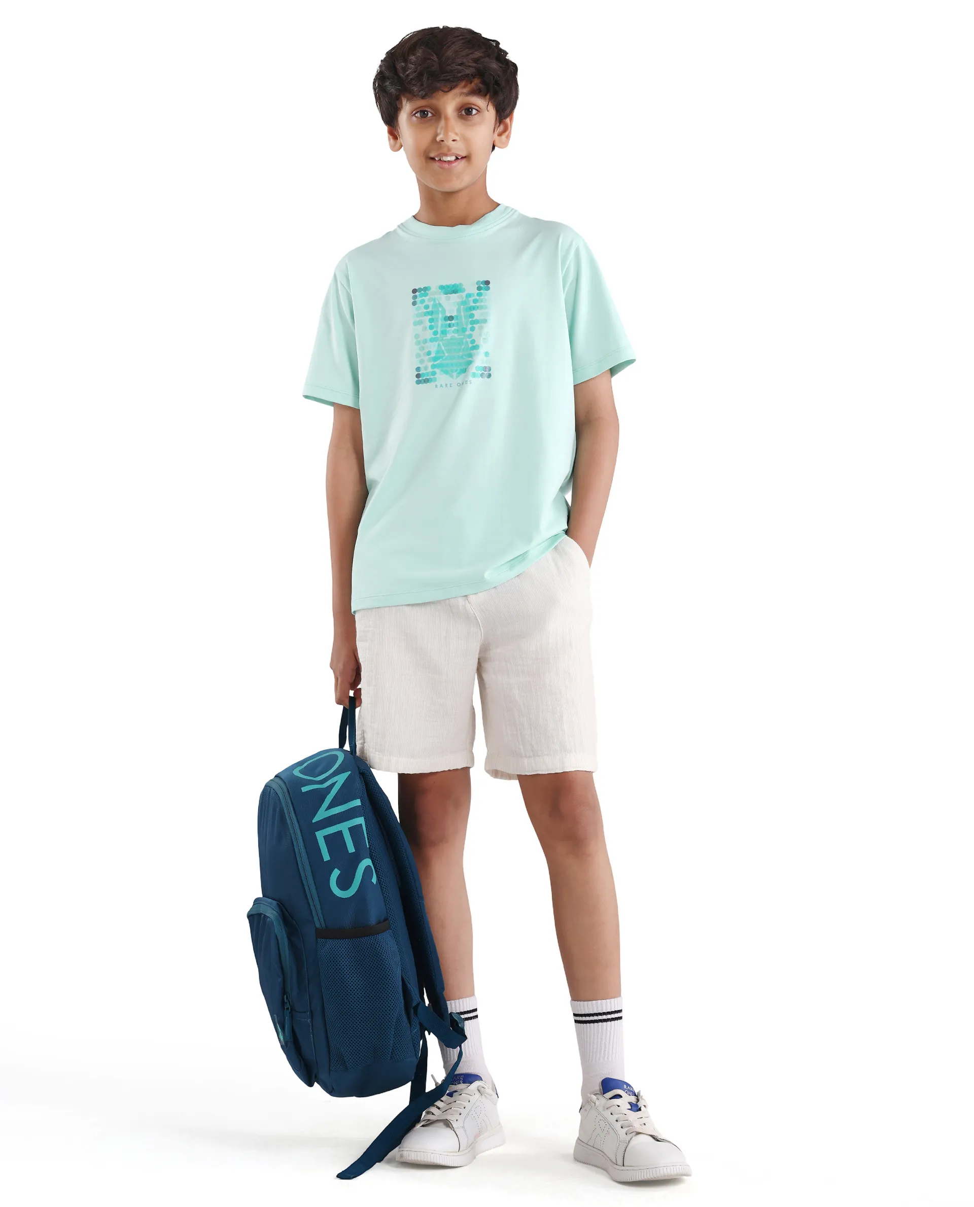 Rare Ones Kids Icy-K Pastel Blue Cotton Blend Pull-On Closure Hd Print Regular Fit T-Shirt - Image 2