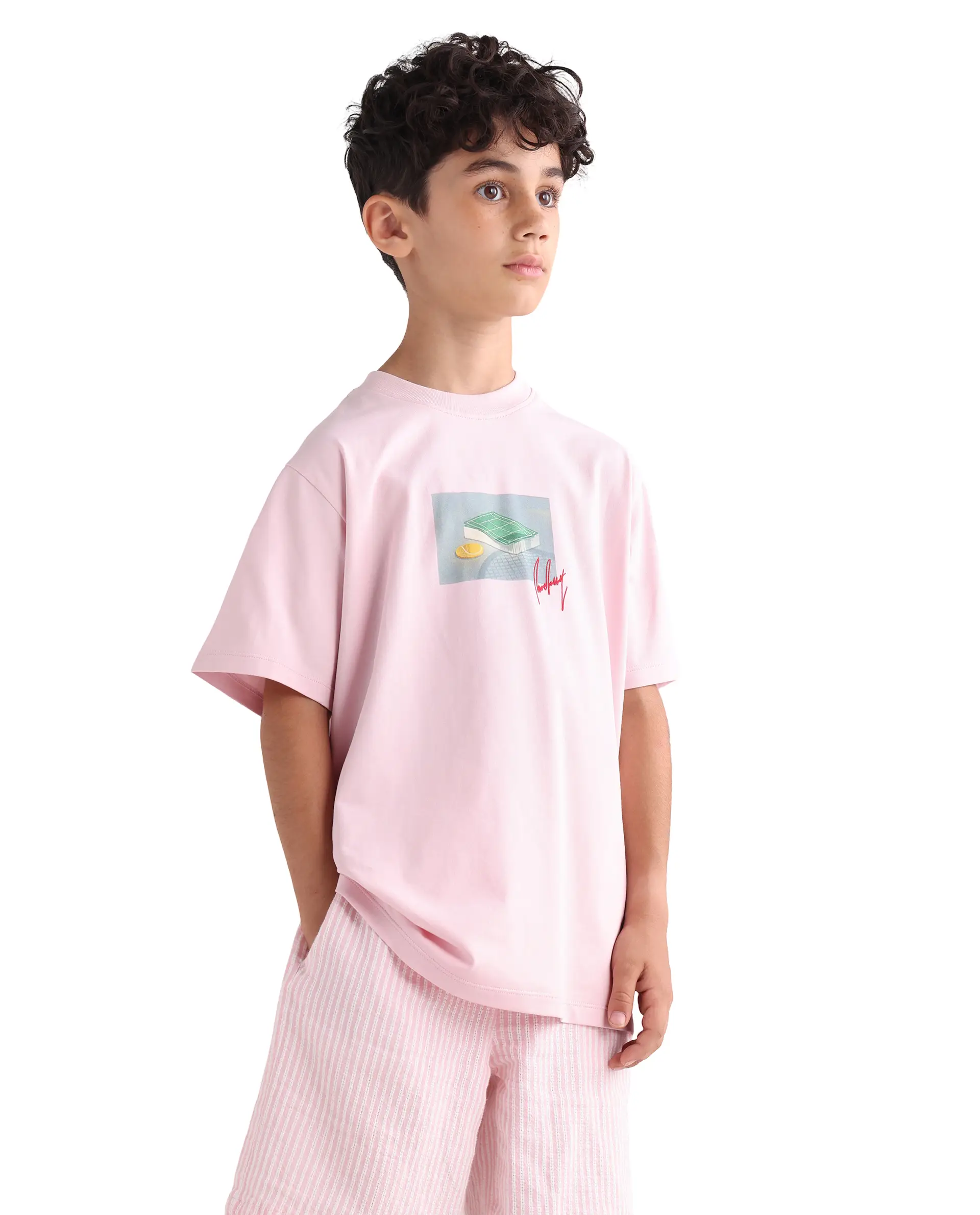 Rare Ones Kids Jacus Light Pink Cotton Blend Fabric Pull-On Closure Regular Fit T-Shirt - Image 7
