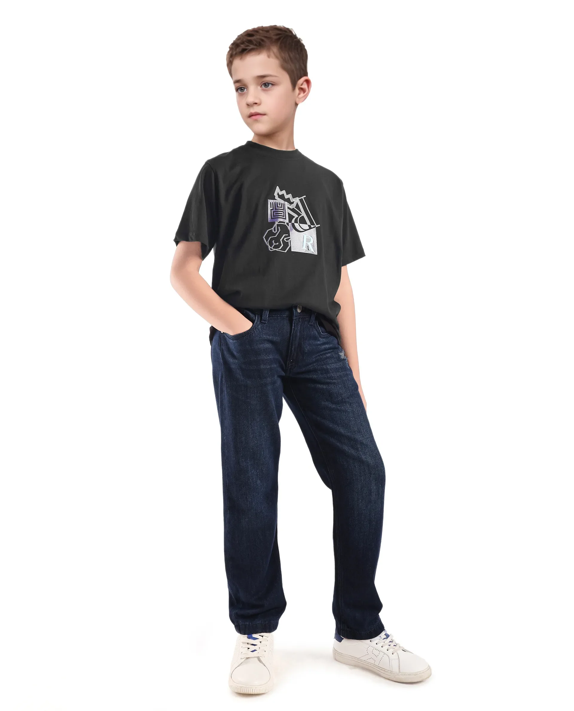 Rare Ones Kids Jolt-K Black Cotton Pull On Hd Print Regular Fit T-Shirt - Image 2