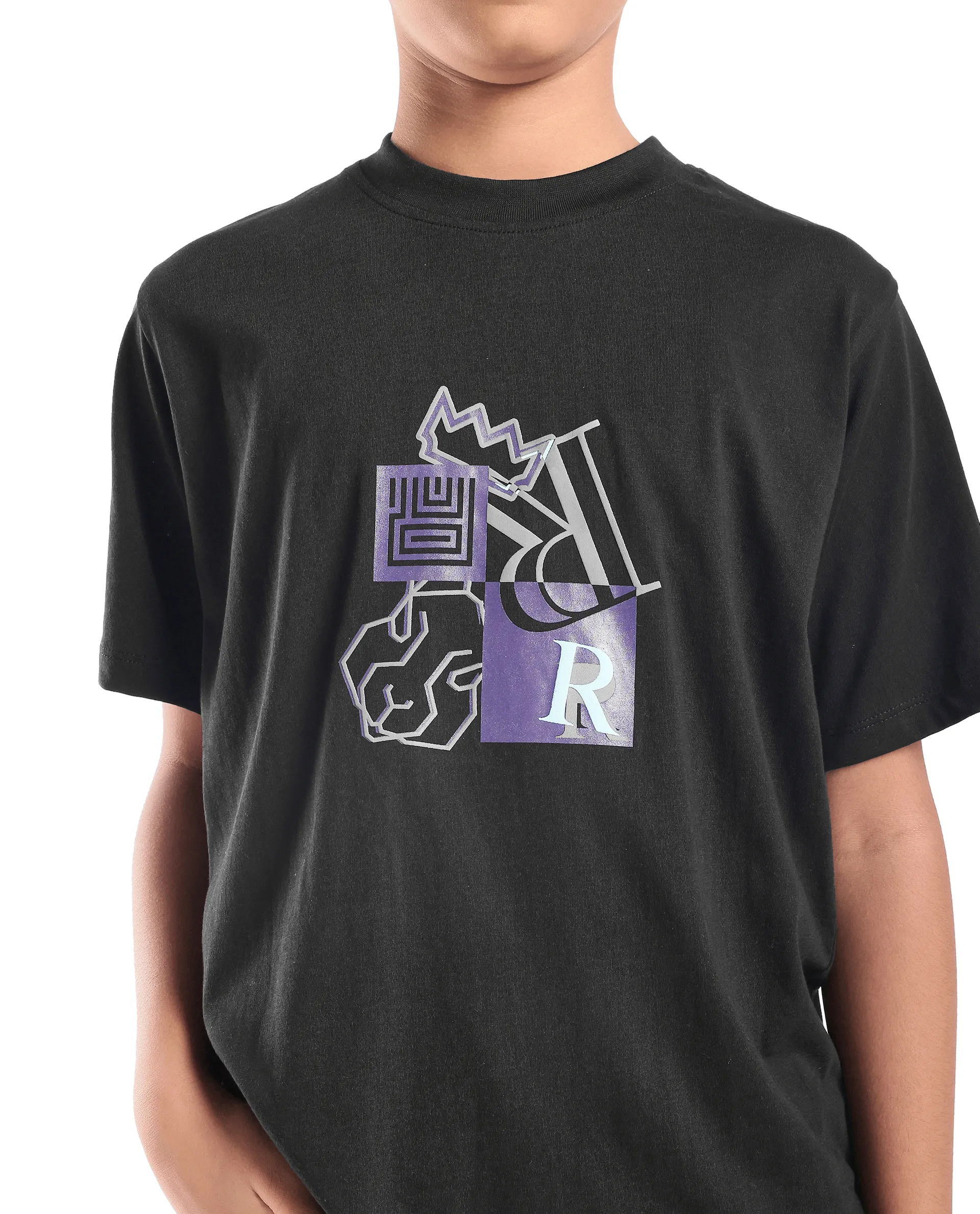Rare Ones Kids Jolt-K Black Cotton Pull On Hd Print Regular Fit T-Shirt - Image 4