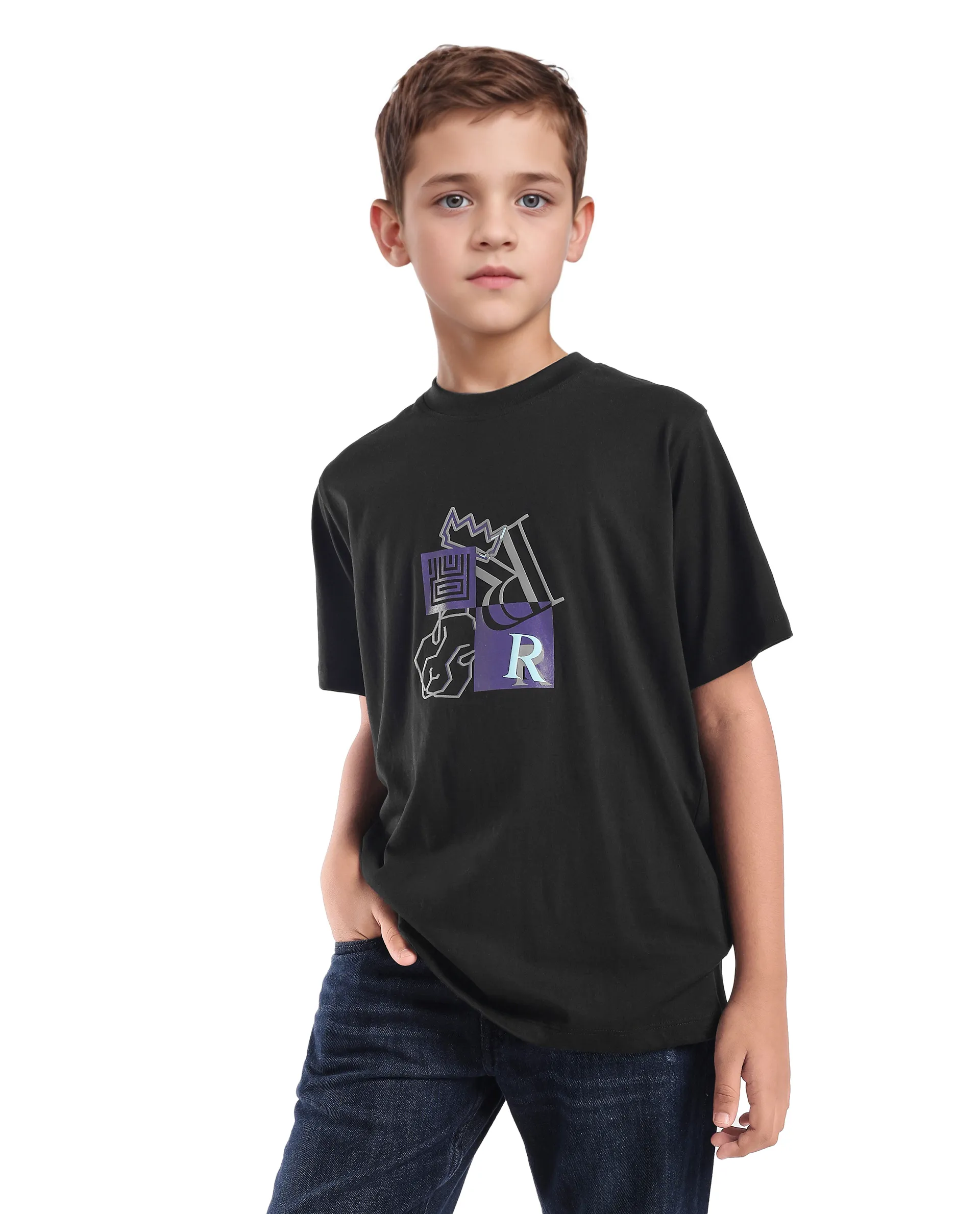 Rare Ones Kids Jolt-K Black Cotton Pull On Hd Print Regular Fit T-Shirt - Image 6