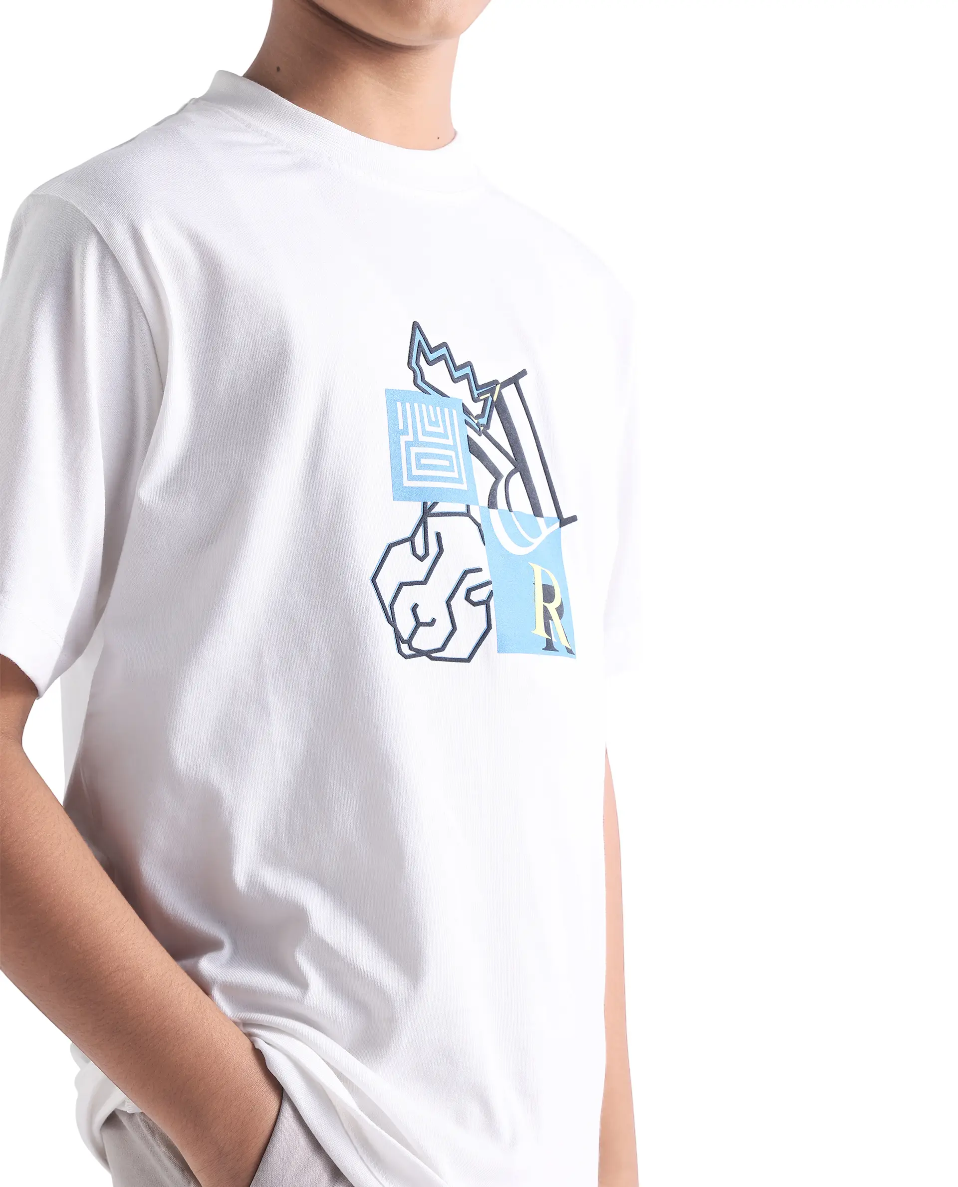 Rare Ones Kids Jolt-K White Cotton Hd Print Regular Fit T-Shirt - Image 4