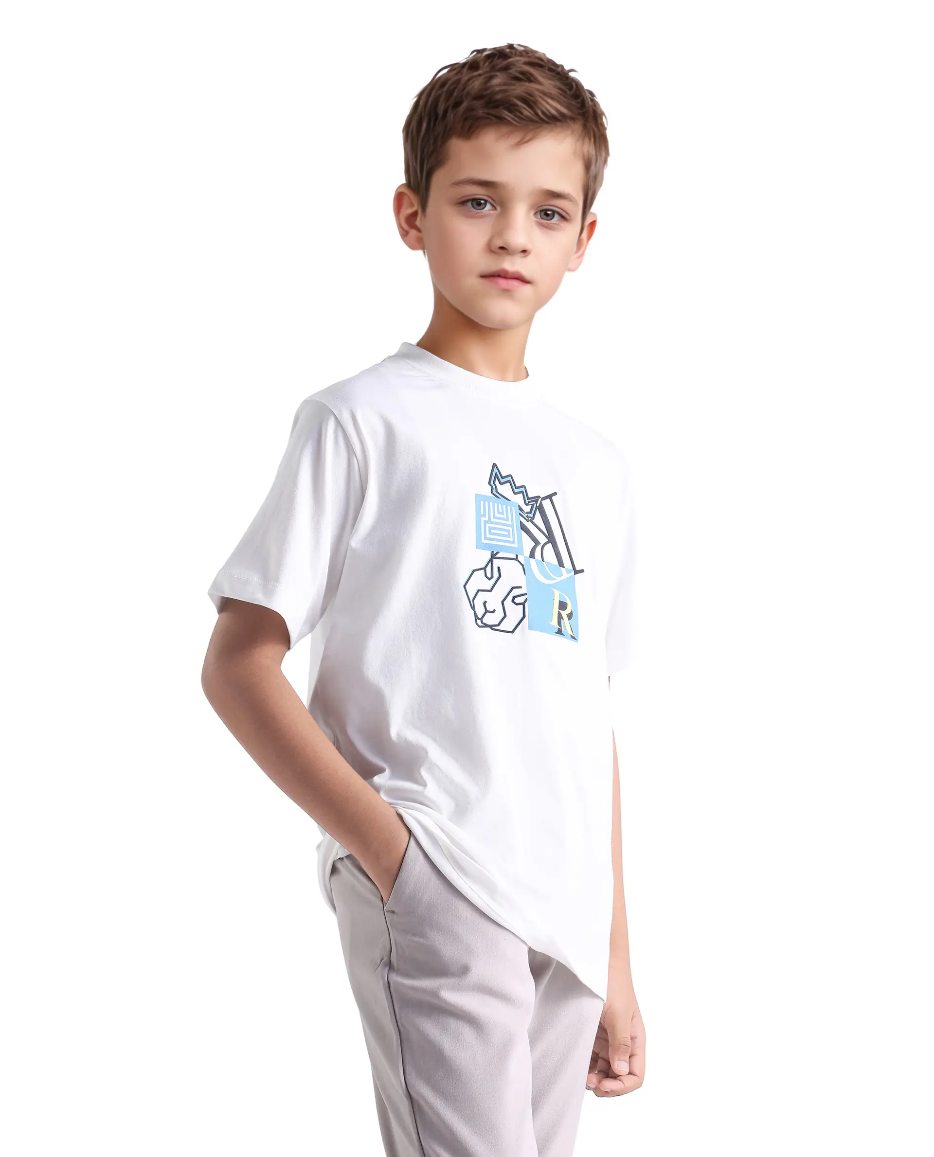 Rare Ones Kids Jolt-K White Cotton Hd Print Regular Fit T-Shirt - Image 5
