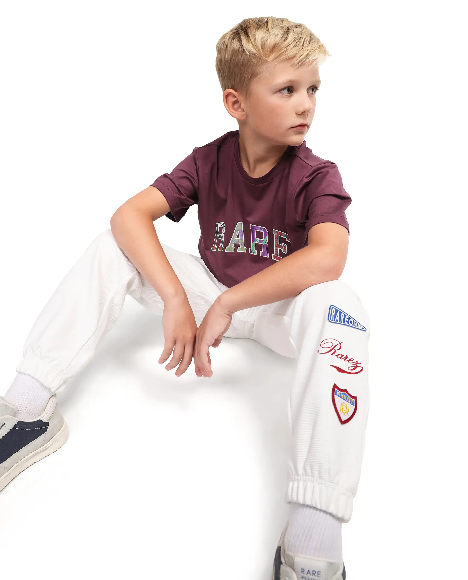 Rare Ones Kids Jonty Dusky Purple Cotton Fabric Pull-On Closure Badge Applique Regular Fit T-Shirt - Image 3