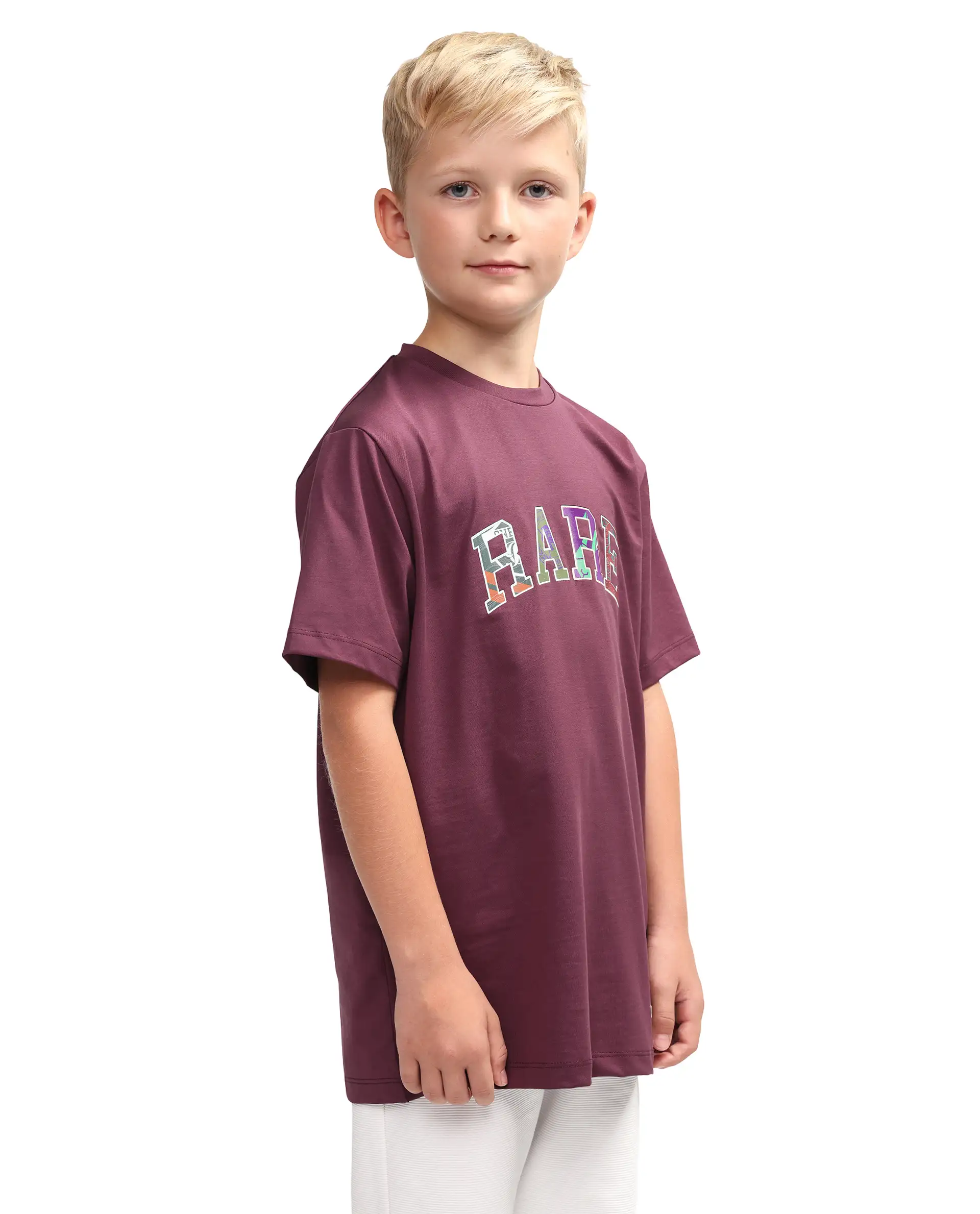 Rare Ones Kids Jonty Dusky Purple Cotton Fabric Pull-On Closure Badge Applique Regular Fit T-Shirt - Image 6