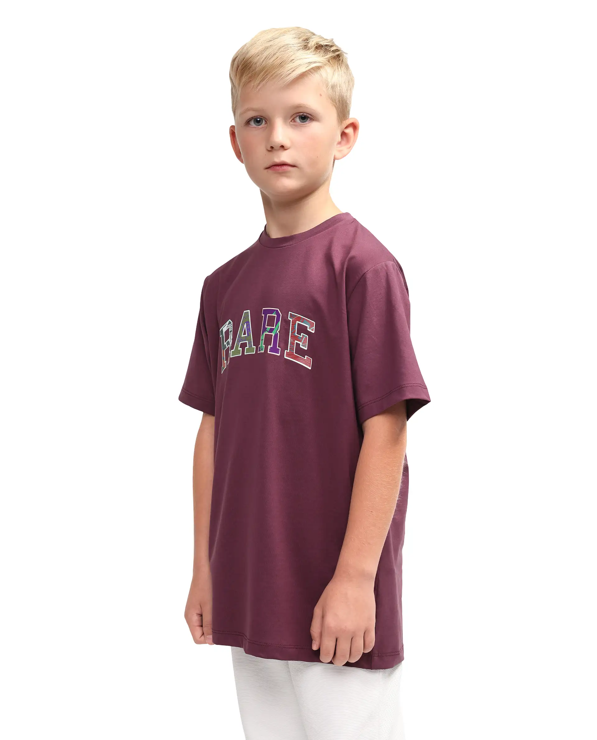 Rare Ones Kids Jonty Dusky Purple Cotton Fabric Pull-On Closure Badge Applique Regular Fit T-Shirt - Image 7