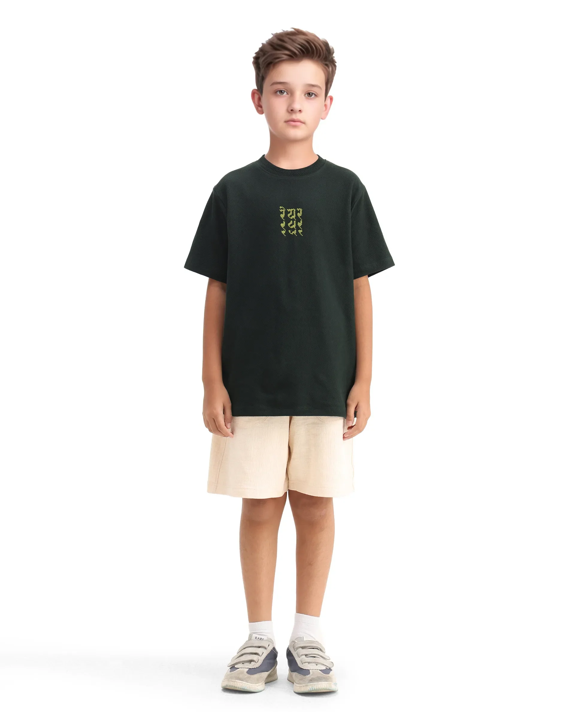 Rare Ones Kids Kade Dark Green Jacquard Hd Print Regular Fit T-Shirt - Image 2