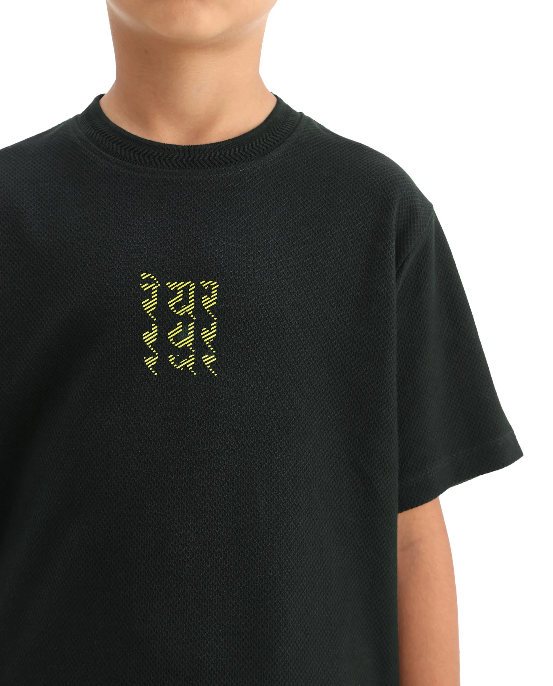 Rare Ones Kids Kade Dark Green Jacquard Hd Print Regular Fit T-Shirt - Image 4