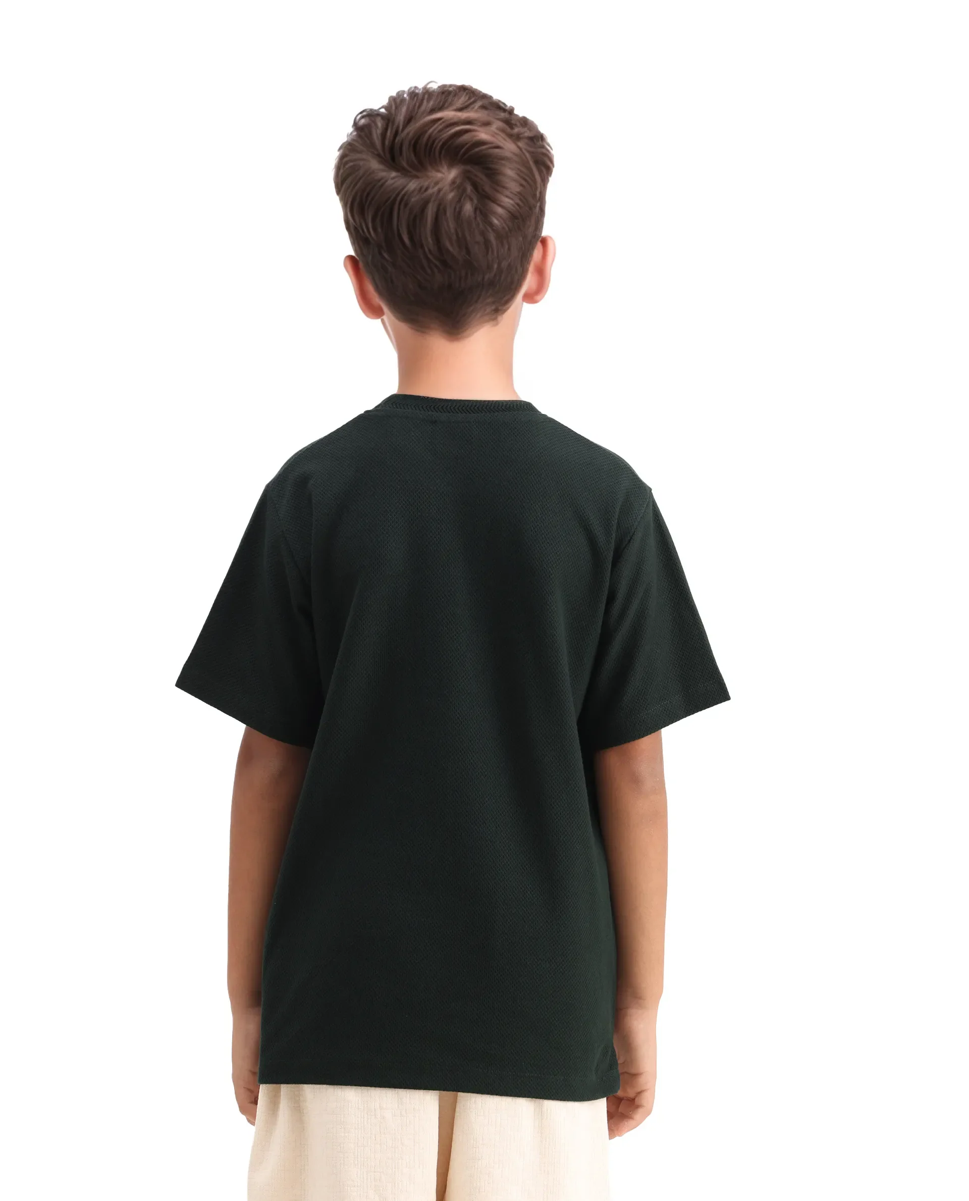 Rare Ones Kids Kade Dark Green Jacquard Hd Print Regular Fit T-Shirt - Image 8