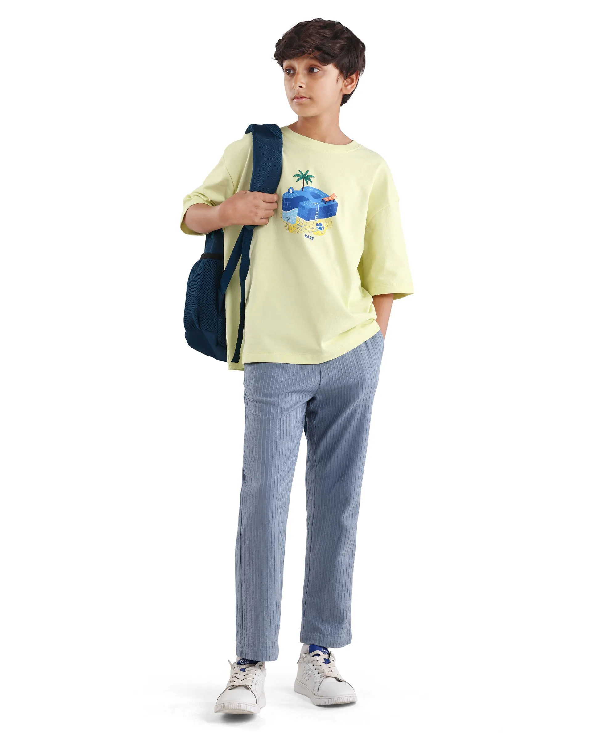 Rare Ones Kids Ken Light Yellow Cotton Pull-On Closure Oversized Fit T-Shirt - Image 2