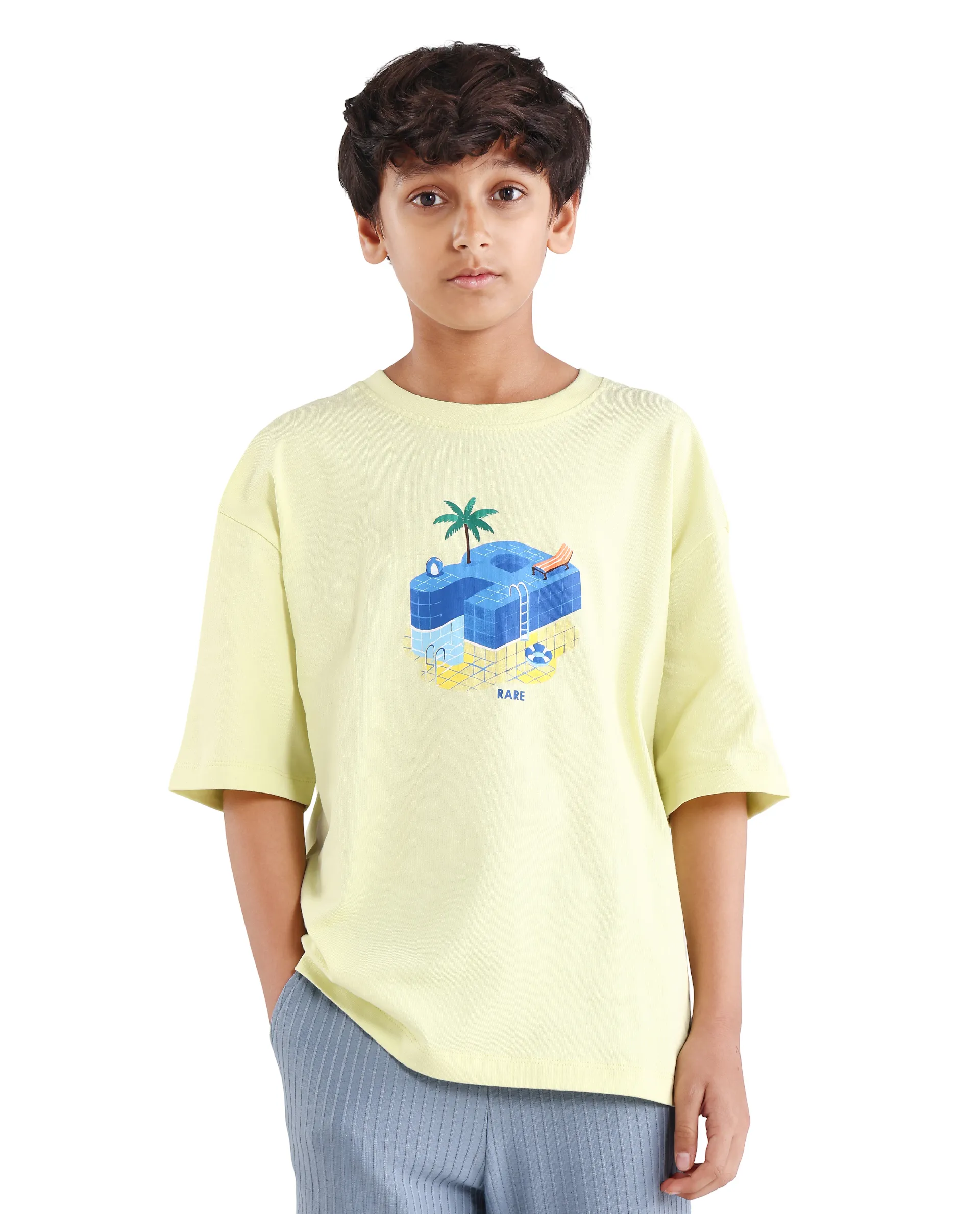 Rare Ones Kids Ken Light Yellow Cotton Pull-On Closure Oversized Fit T-Shirt - Image 3