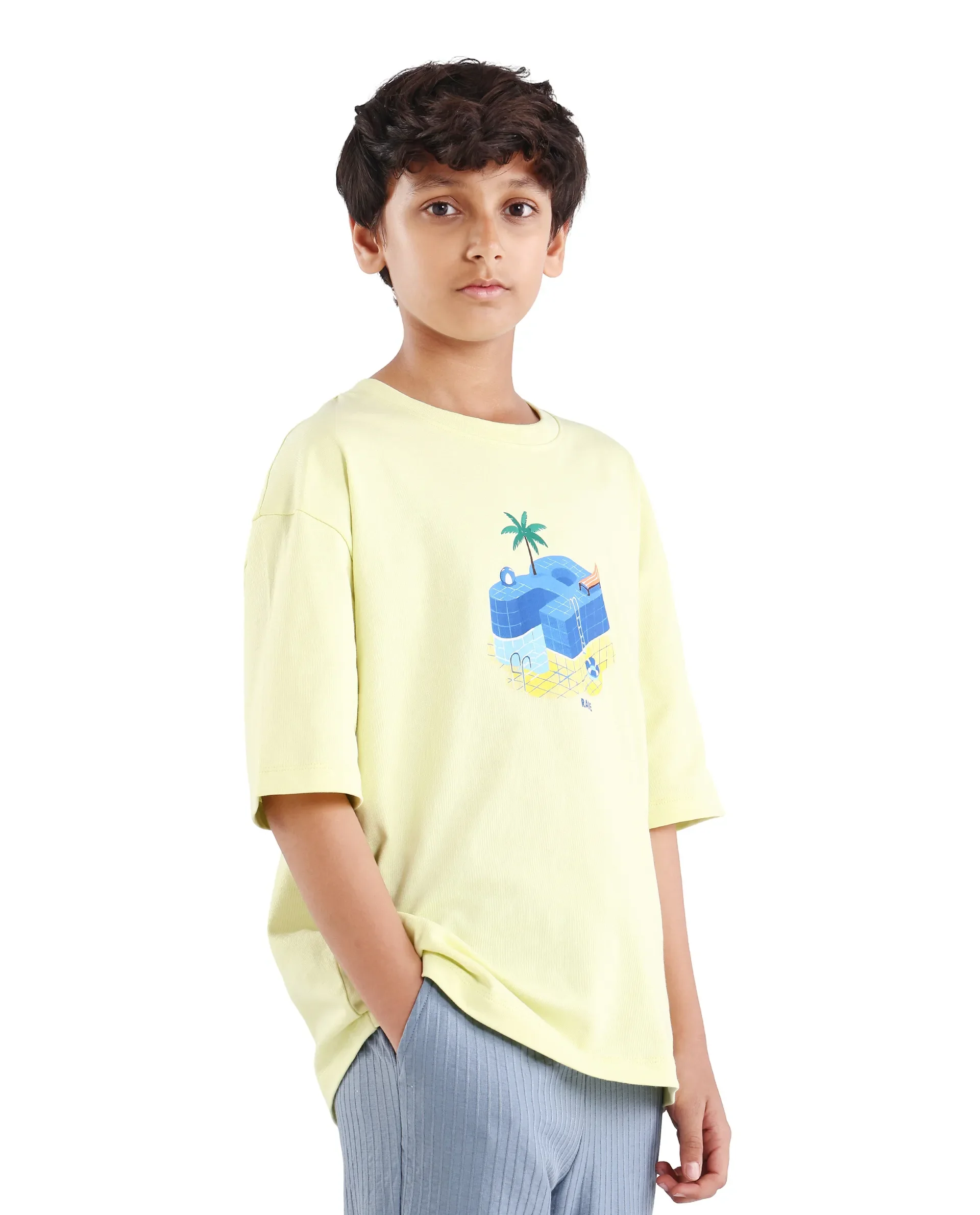 Rare Ones Kids Ken Light Yellow Cotton Pull-On Closure Oversized Fit T-Shirt - Image 6