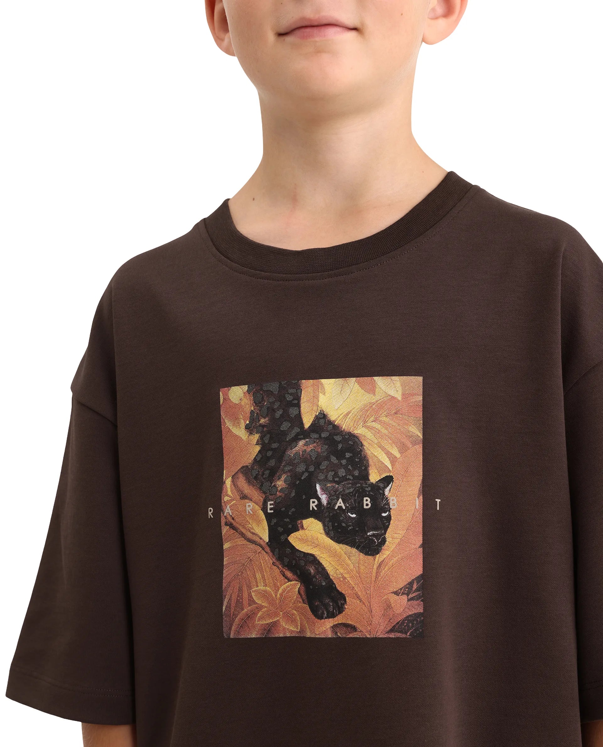 Rare Ones Kids Kumo-K Dark Brown Cotton Blend Fabric Pull-On Closure Boxy Fit T-Shirt - Image 4