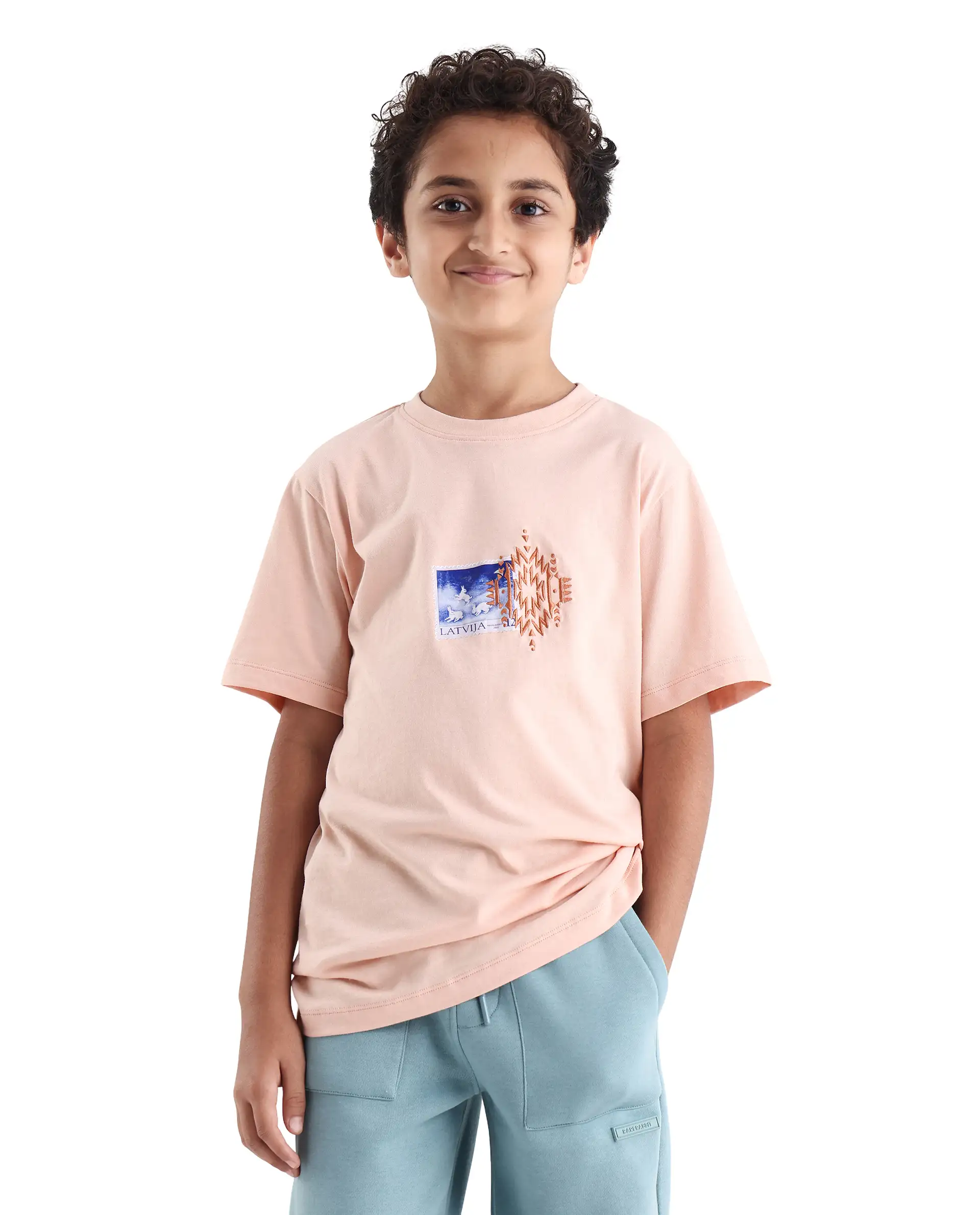 Rare Ones Kids Kyon Light Peach Cotton Graphic Print Regular Fit T-Shirt - Image 4
