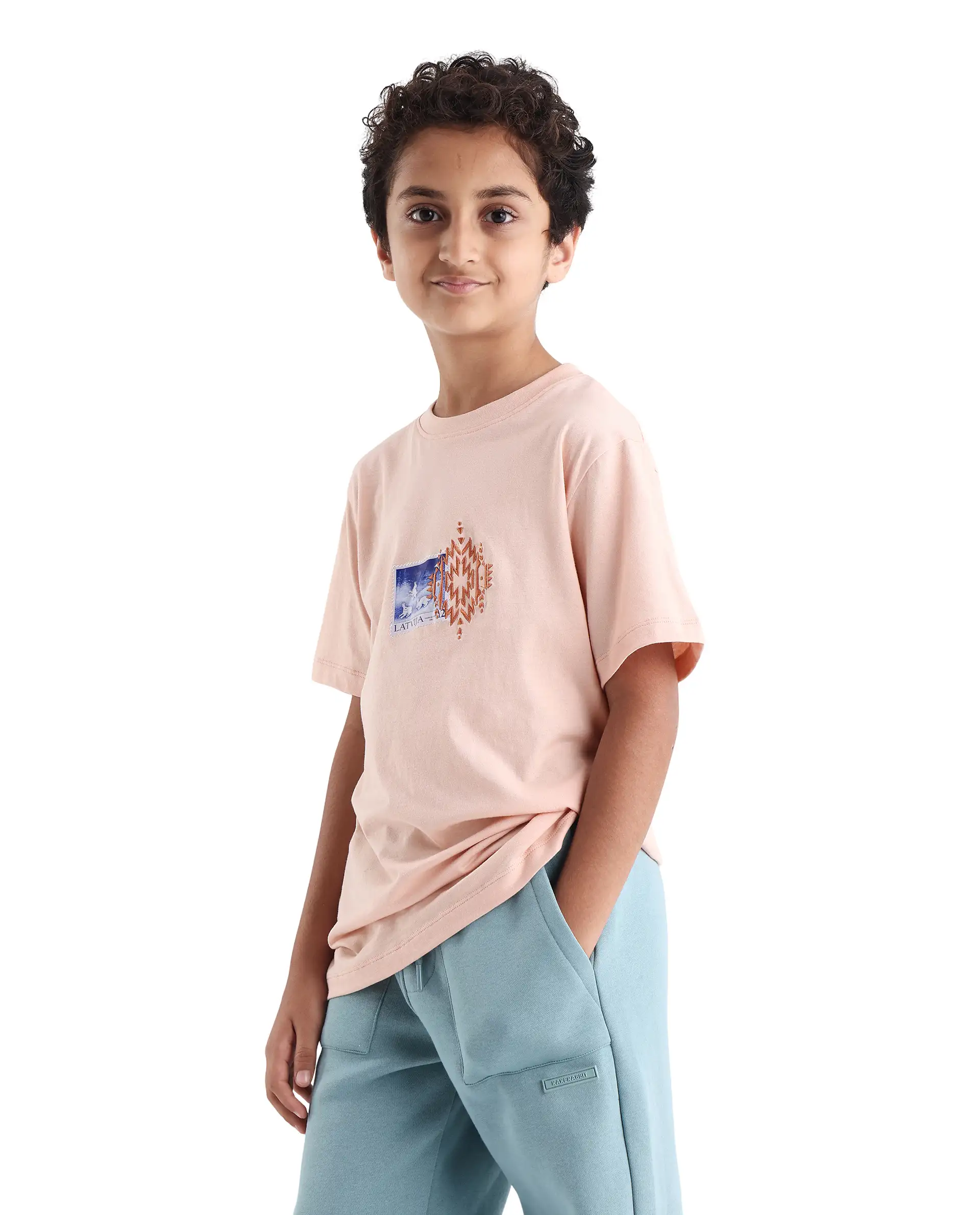 Rare Ones Kids Kyon Light Peach Cotton Graphic Print Regular Fit T-Shirt - Image 5