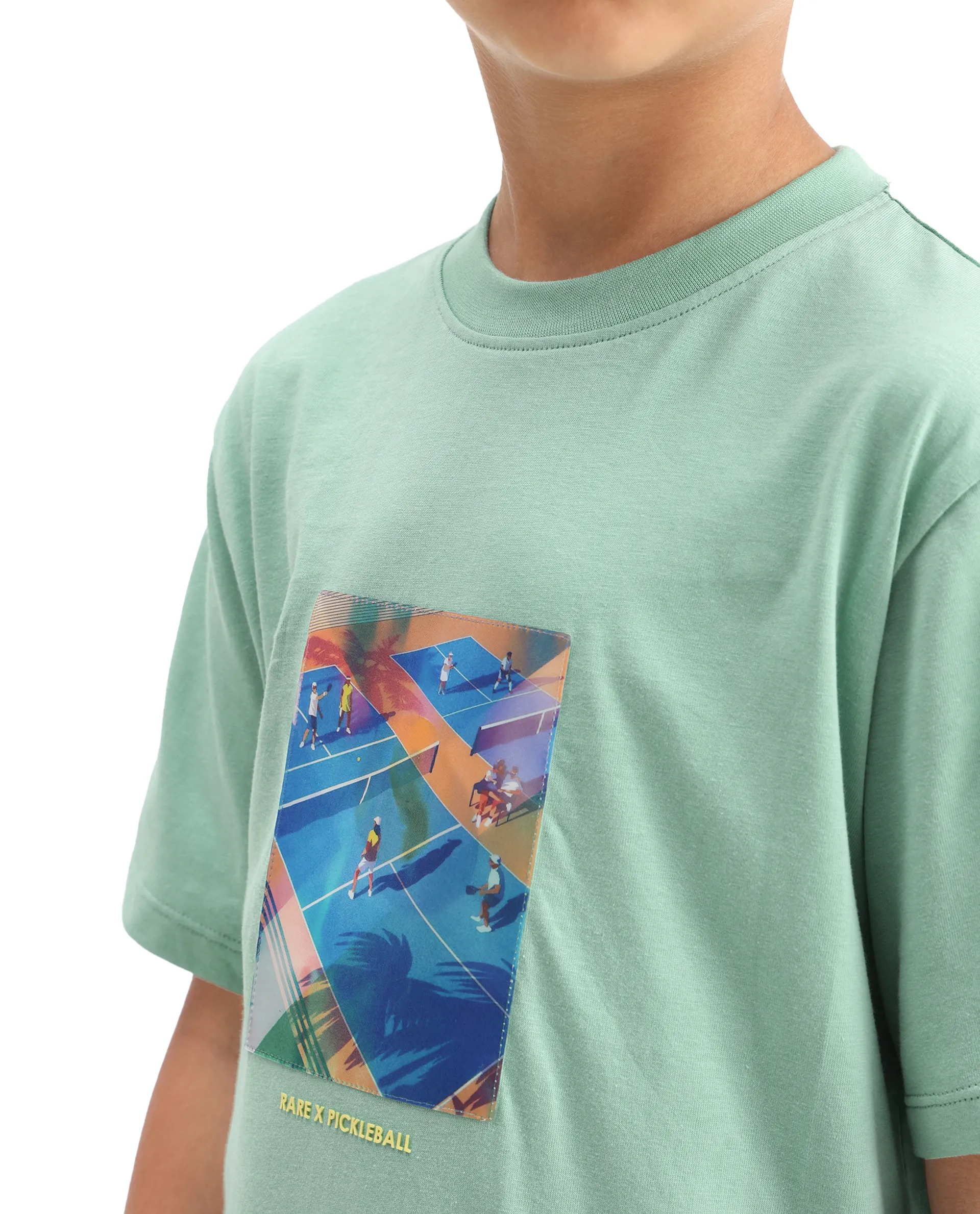 Rare Ones Kids Laker Light Turq Cotton Lenticular Sticker Regular Fit T-Shirt - Image 5