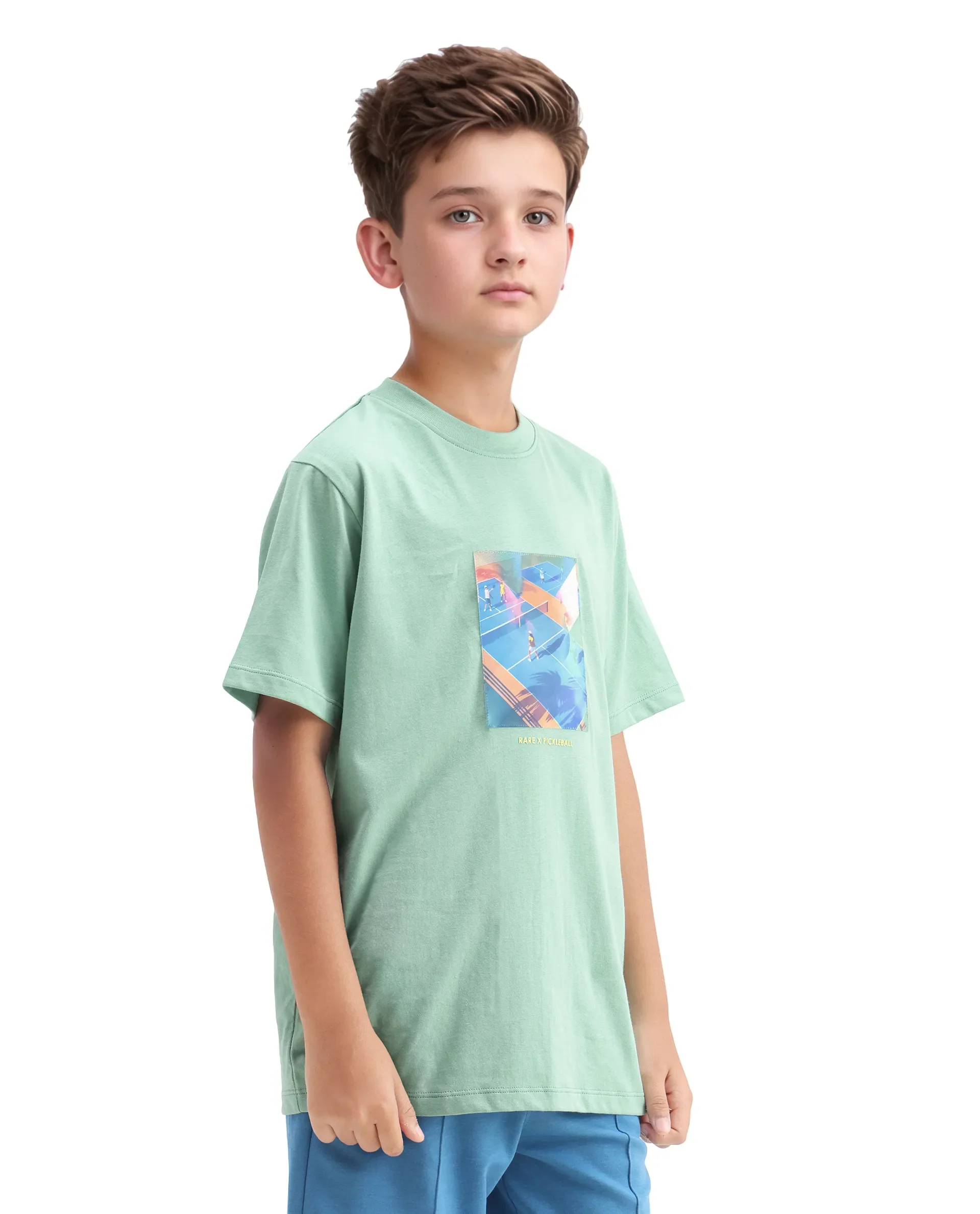 Rare Ones Kids Laker Light Turq Cotton Lenticular Sticker Regular Fit T-Shirt - Image 6