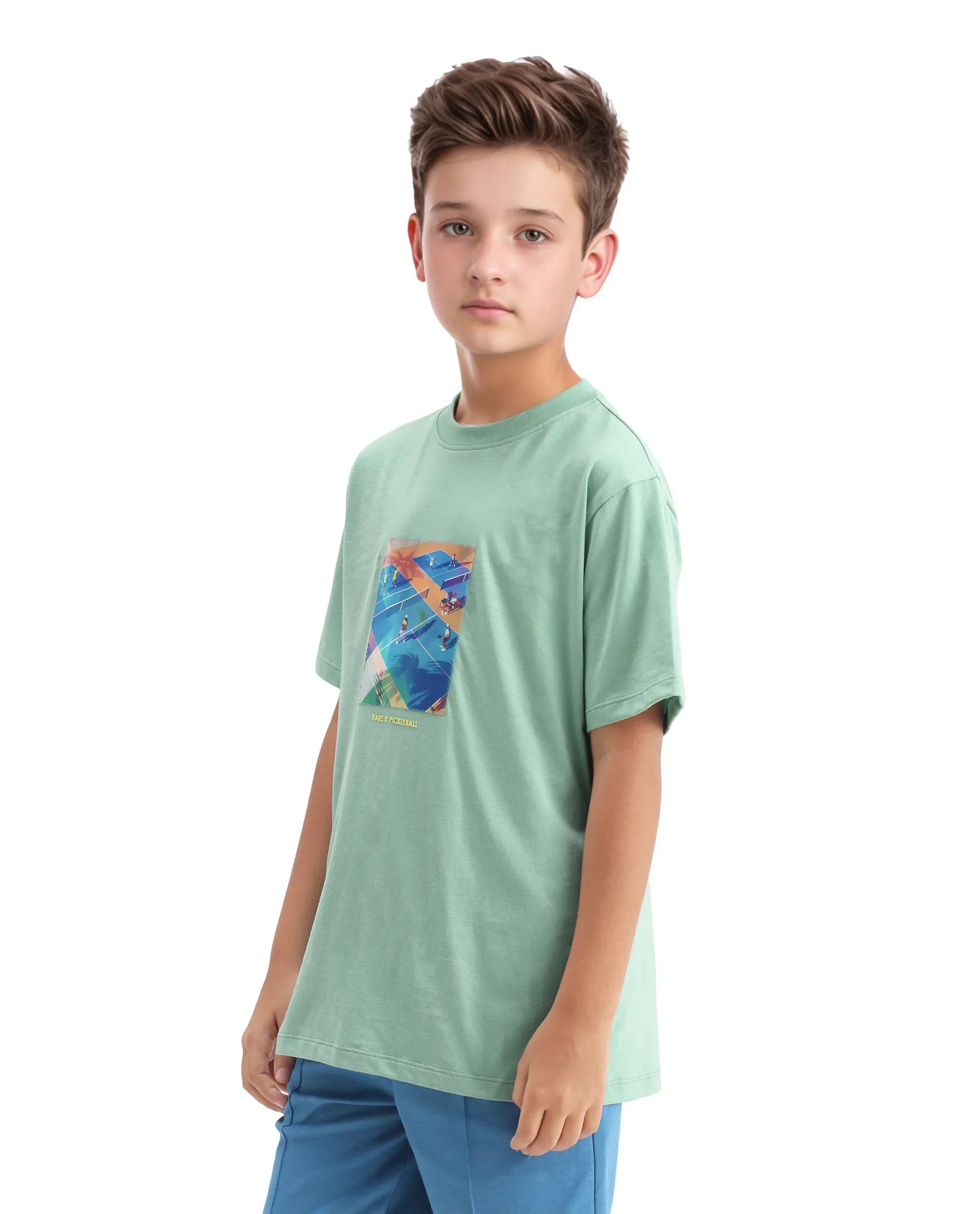 Rare Ones Kids Laker Light Turq Cotton Lenticular Sticker Regular Fit T-Shirt - Image 7