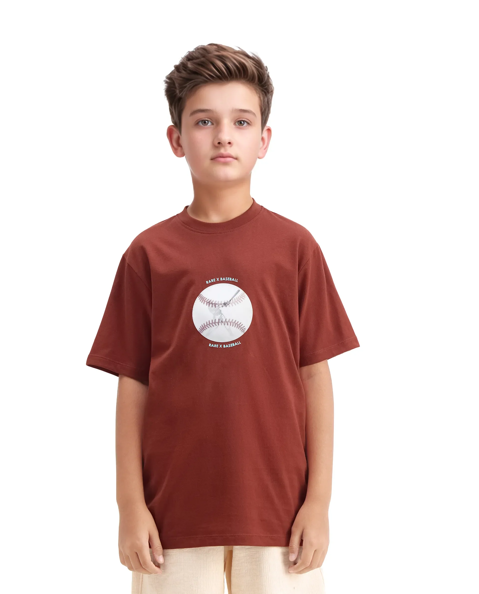 Rare Ones Kids Laker Rust Cotton Lenticular Sticker Regular Fit T-Shirt - Image 3