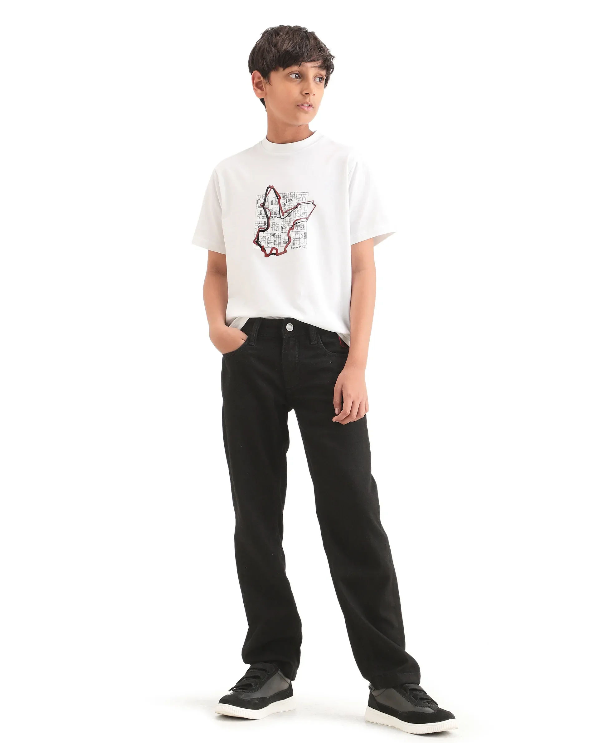Rare Ones Kids Larry-K White Cotton Blend Fabric Pull-On Closure Regular Fit T-Shirt - Image 2