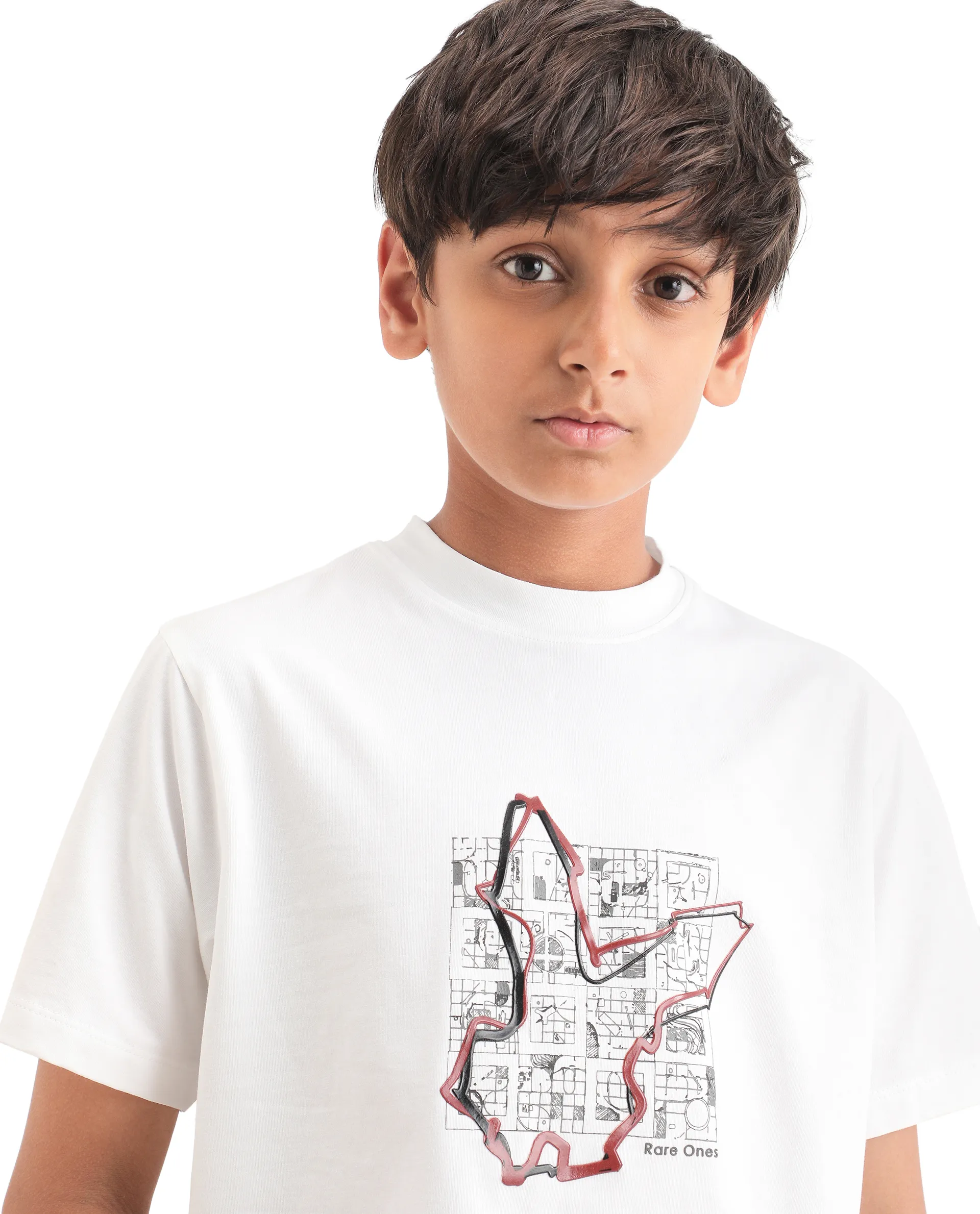 Rare Ones Kids Larry-K White Cotton Blend Fabric Pull-On Closure Regular Fit T-Shirt - Image 3
