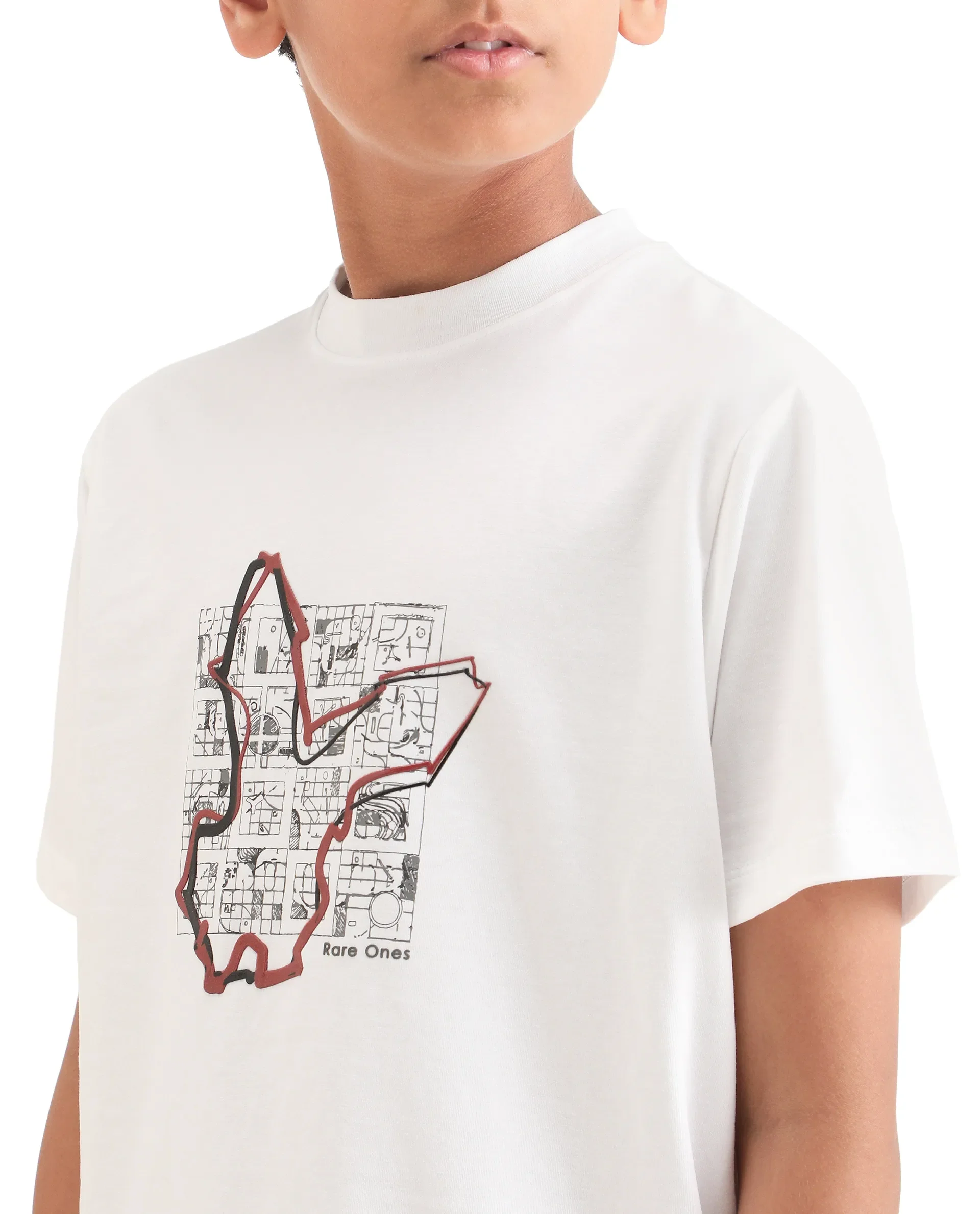 Rare Ones Kids Larry-K White Cotton Blend Fabric Pull-On Closure Regular Fit T-Shirt - Image 4