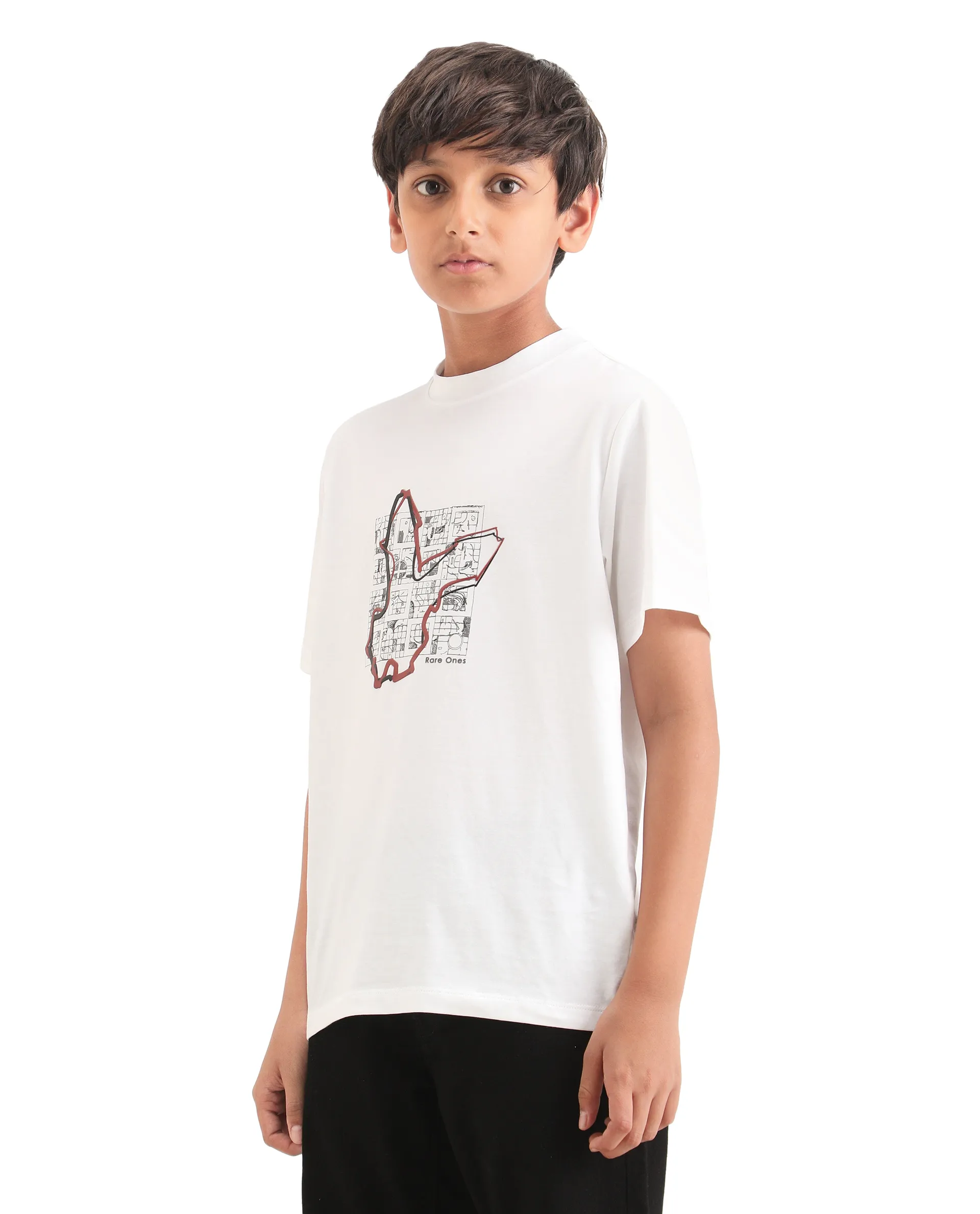 Rare Ones Kids Larry-K White Cotton Blend Fabric Pull-On Closure Regular Fit T-Shirt - Image 5