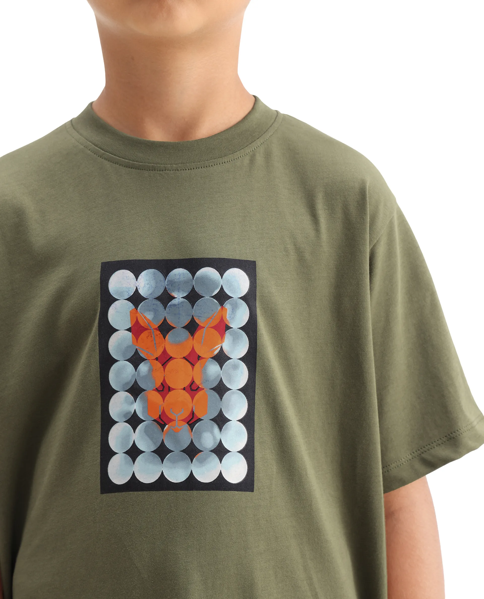 Rare Ones Kids Locon-K Olive Cotton Graphic Print Regular Fit T-Shirt - Image 5