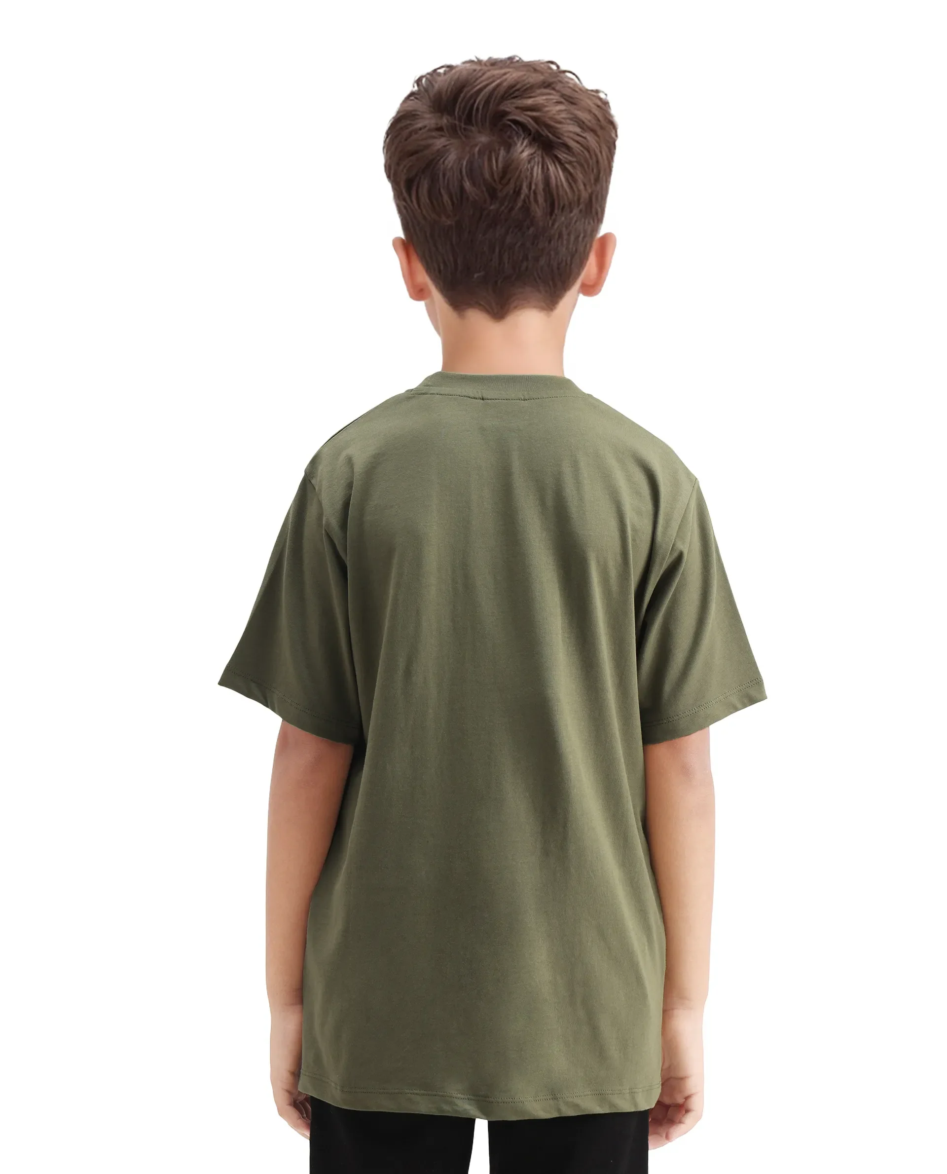 Rare Ones Kids Locon-K Olive Cotton Graphic Print Regular Fit T-Shirt - Image 6