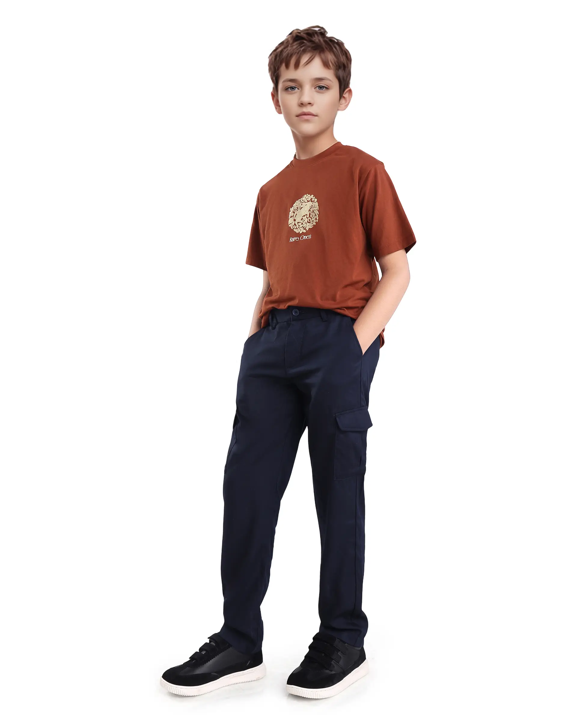 Rare Ones Kids Makes25 Rust Cotton Flock Print Regular Fit T-Shirt - Image 2