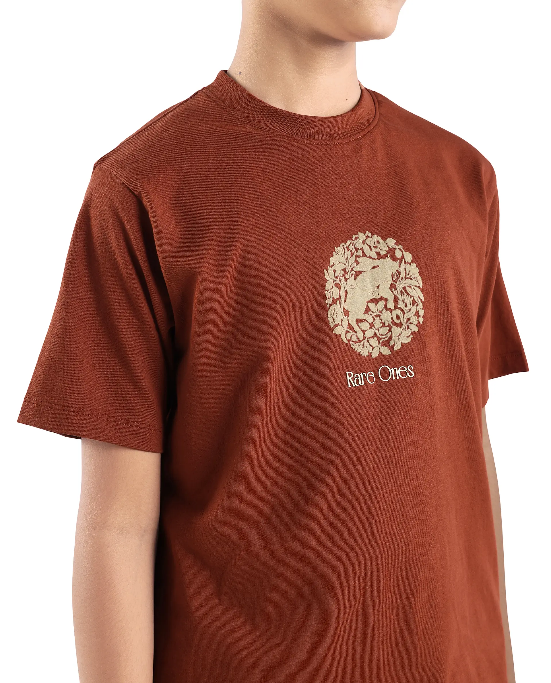 Rare Ones Kids Makes25 Rust Cotton Flock Print Regular Fit T-Shirt - Image 4