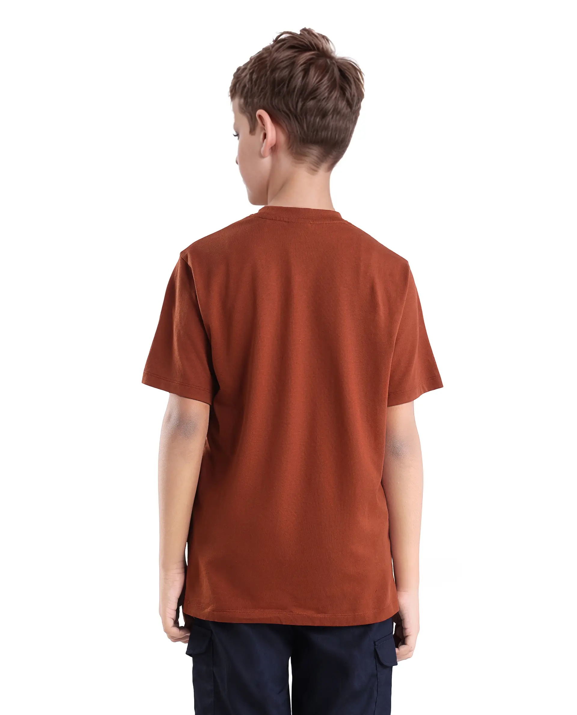 Rare Ones Kids Makes25 Rust Cotton Flock Print Regular Fit T-Shirt - Image 7