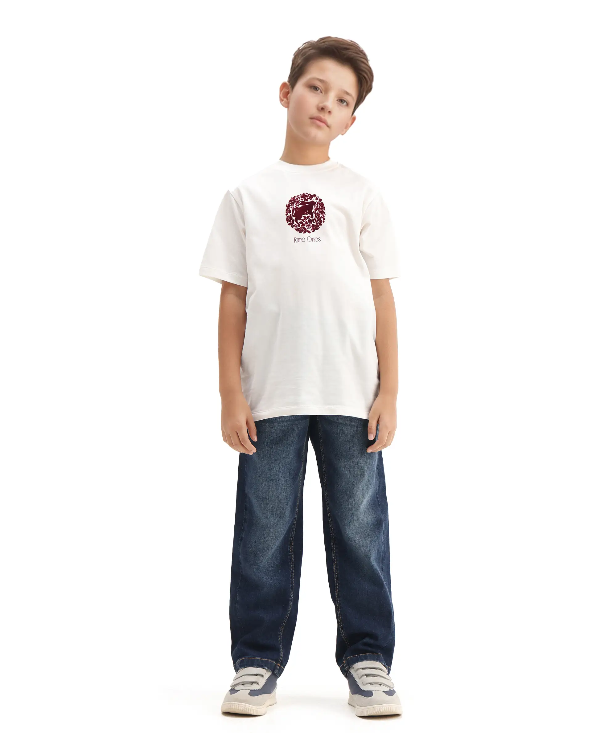 Rare Ones Kids Makes25 White Cotton Flock Print Regular Fit T-Shirt - Image 2