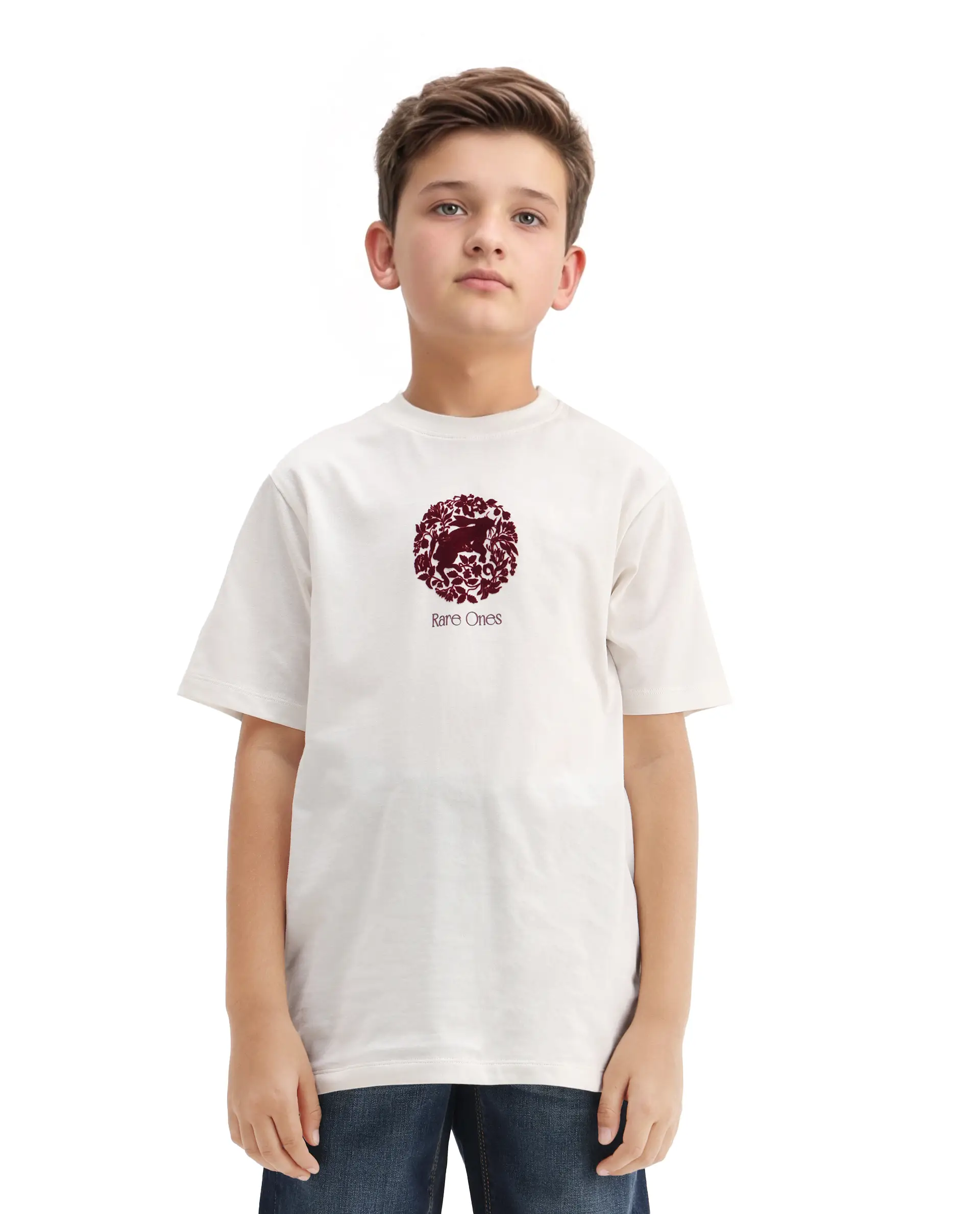 Rare Ones Kids Makes25 White Cotton Flock Print Regular Fit T-Shirt - Image 3