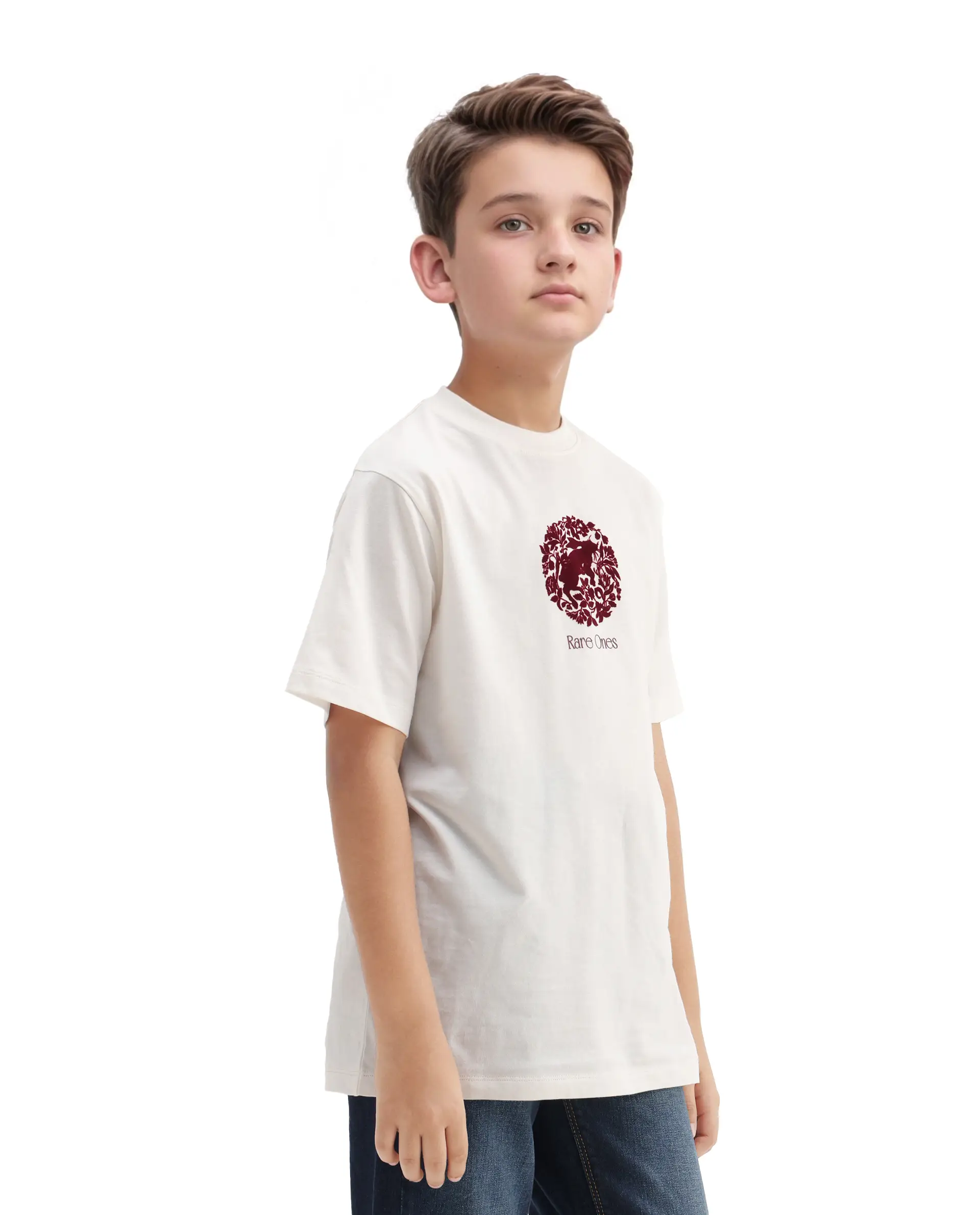 Rare Ones Kids Makes25 White Cotton Flock Print Regular Fit T-Shirt - Image 5
